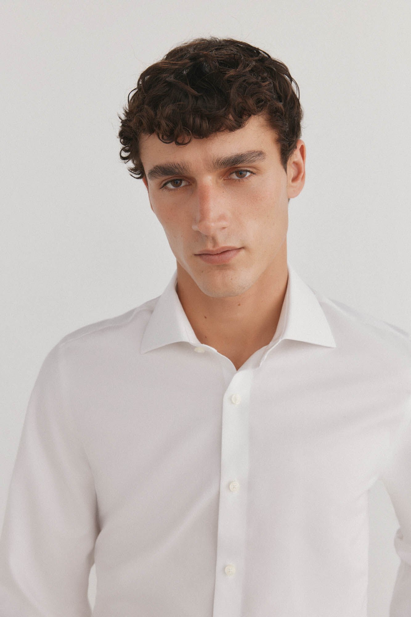 Pedro del Hierro Plain non-iron + stain-resistant cufflinks shirt White