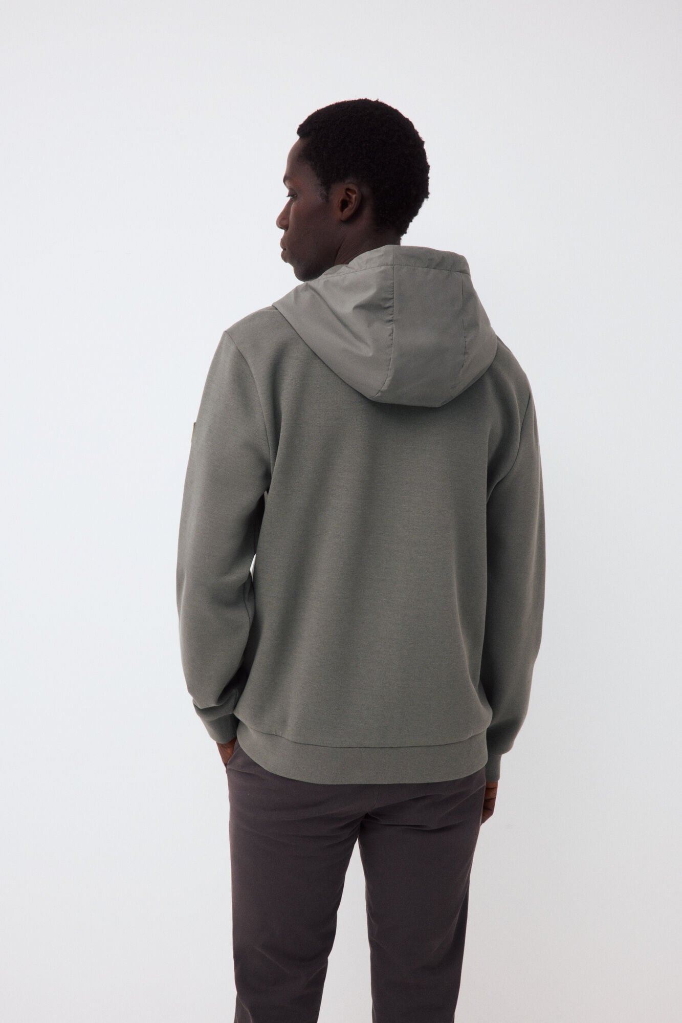 Pedro del Hierro Hooded technical cardigan Green