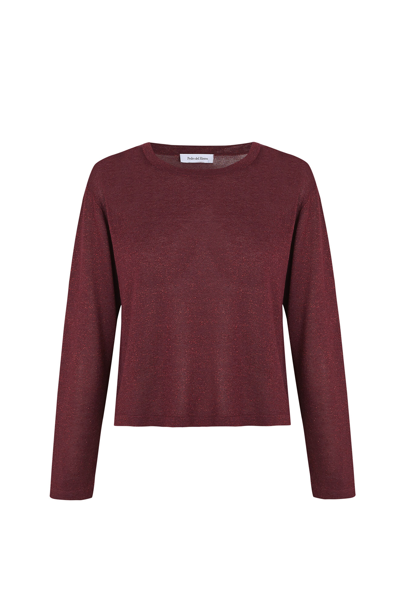 Pedro del Hierro Lurex knit long sleeve top Burgundy