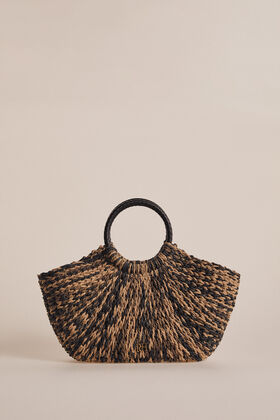 Pedro del Hierro Raffia basket bag with woven strap Black
