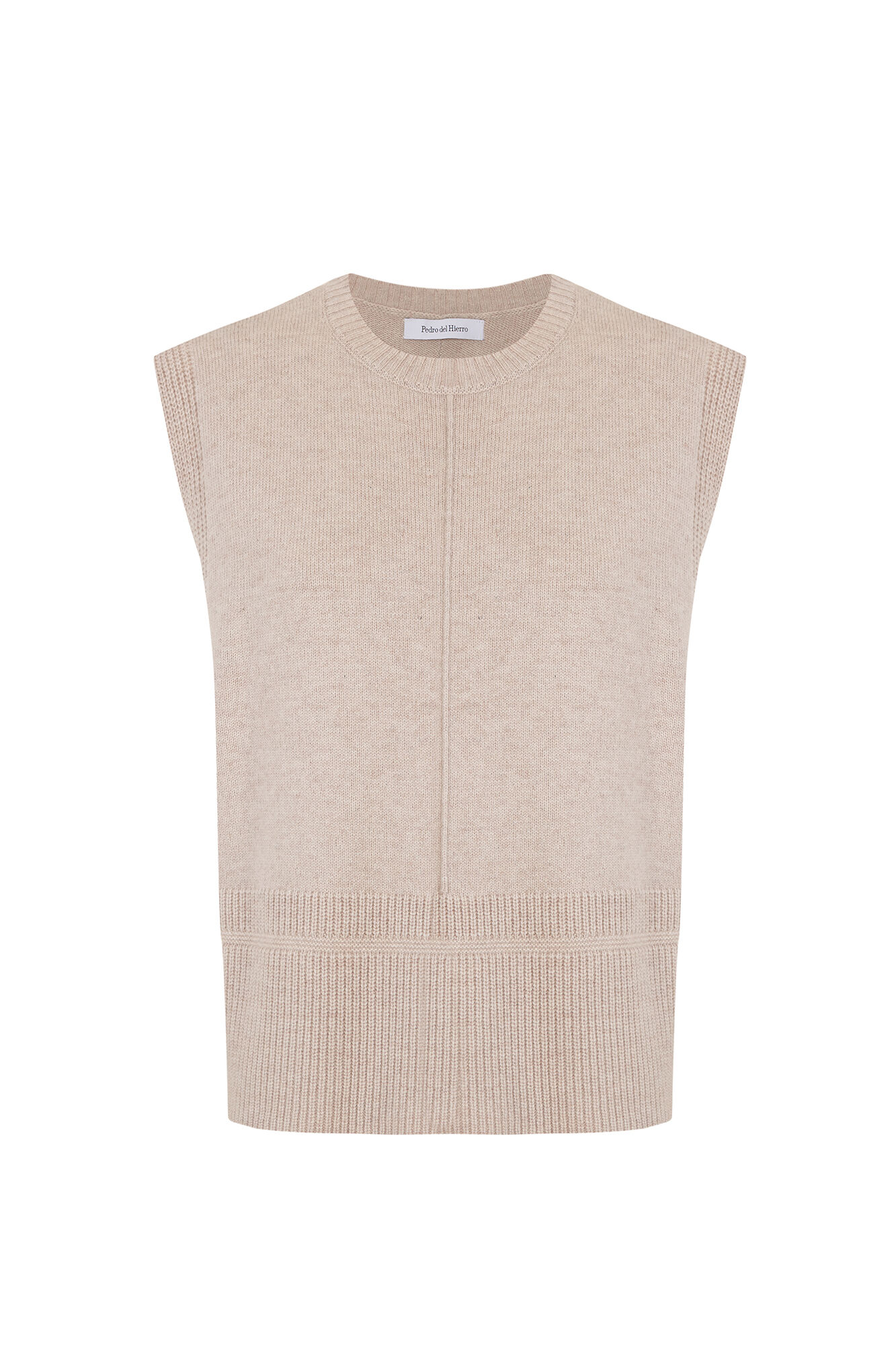 Pedro del Hierro Central seam knit gilet Beige