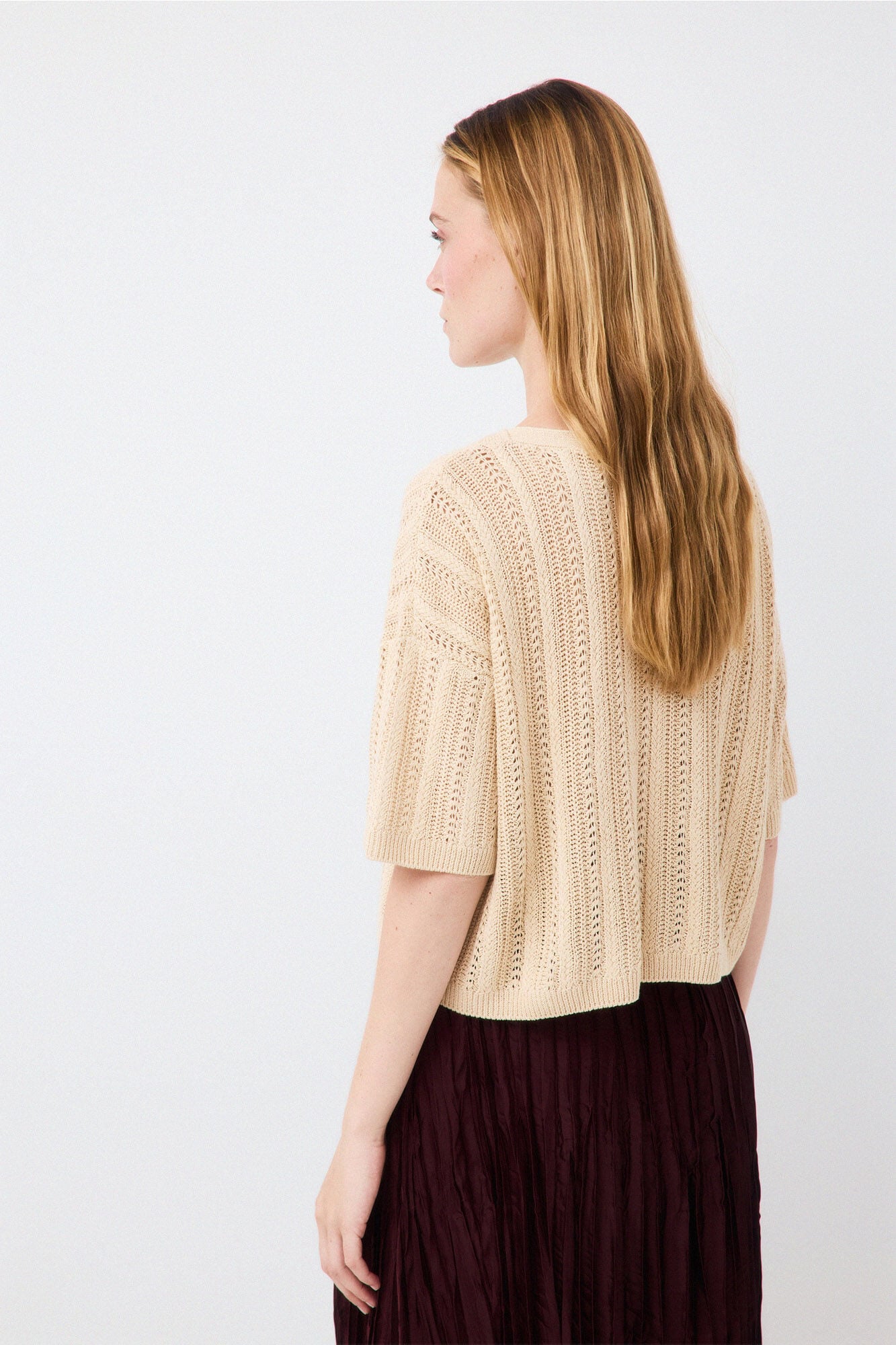 Pedro del Hierro Mini openwork cross-knit jumper Ecru