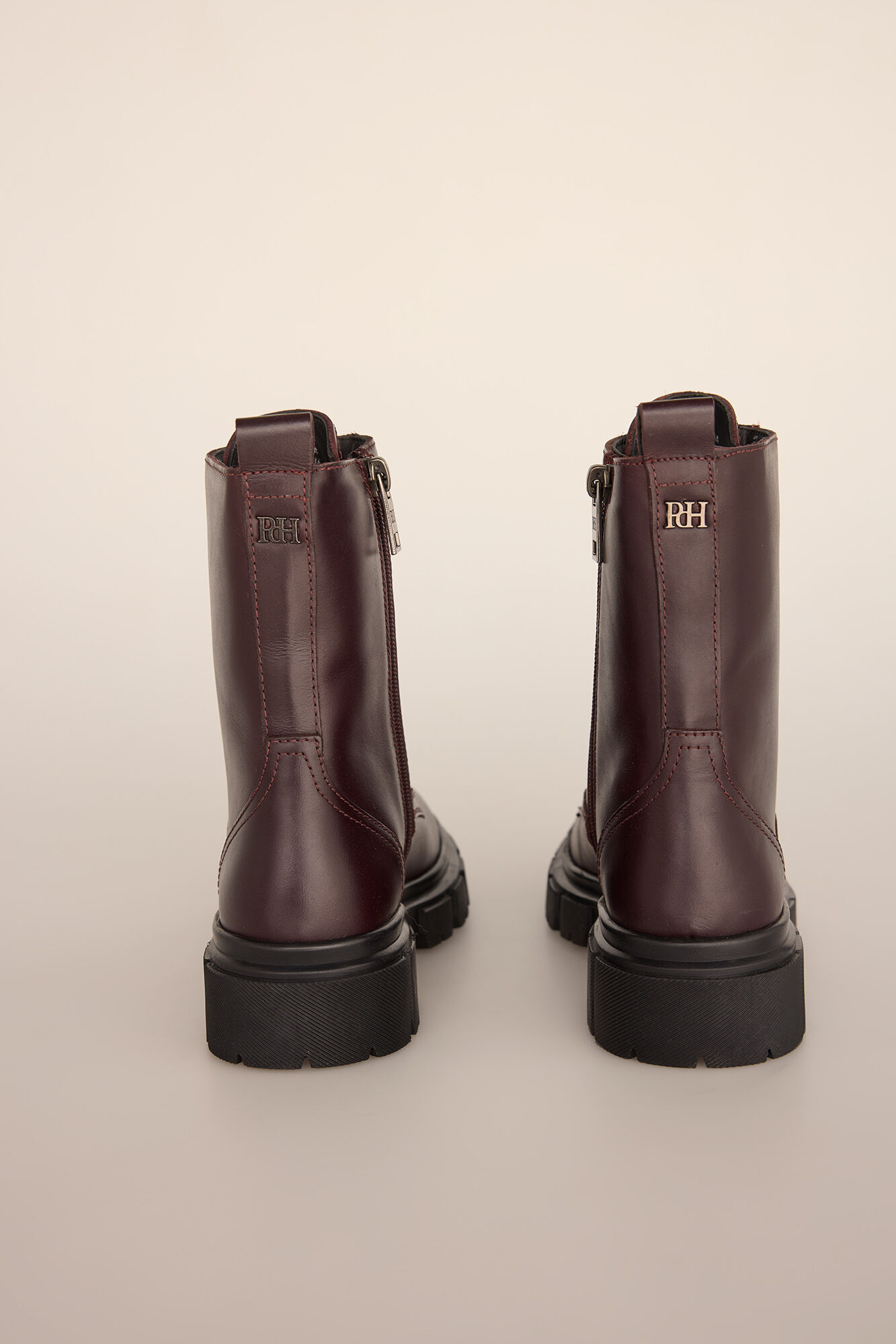 Pedro del Hierro leather combat boot Burgundy