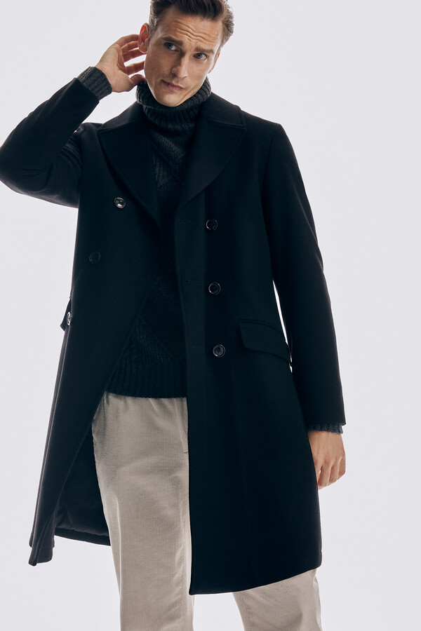 Pedro del Hierro Double-breasted coat Black