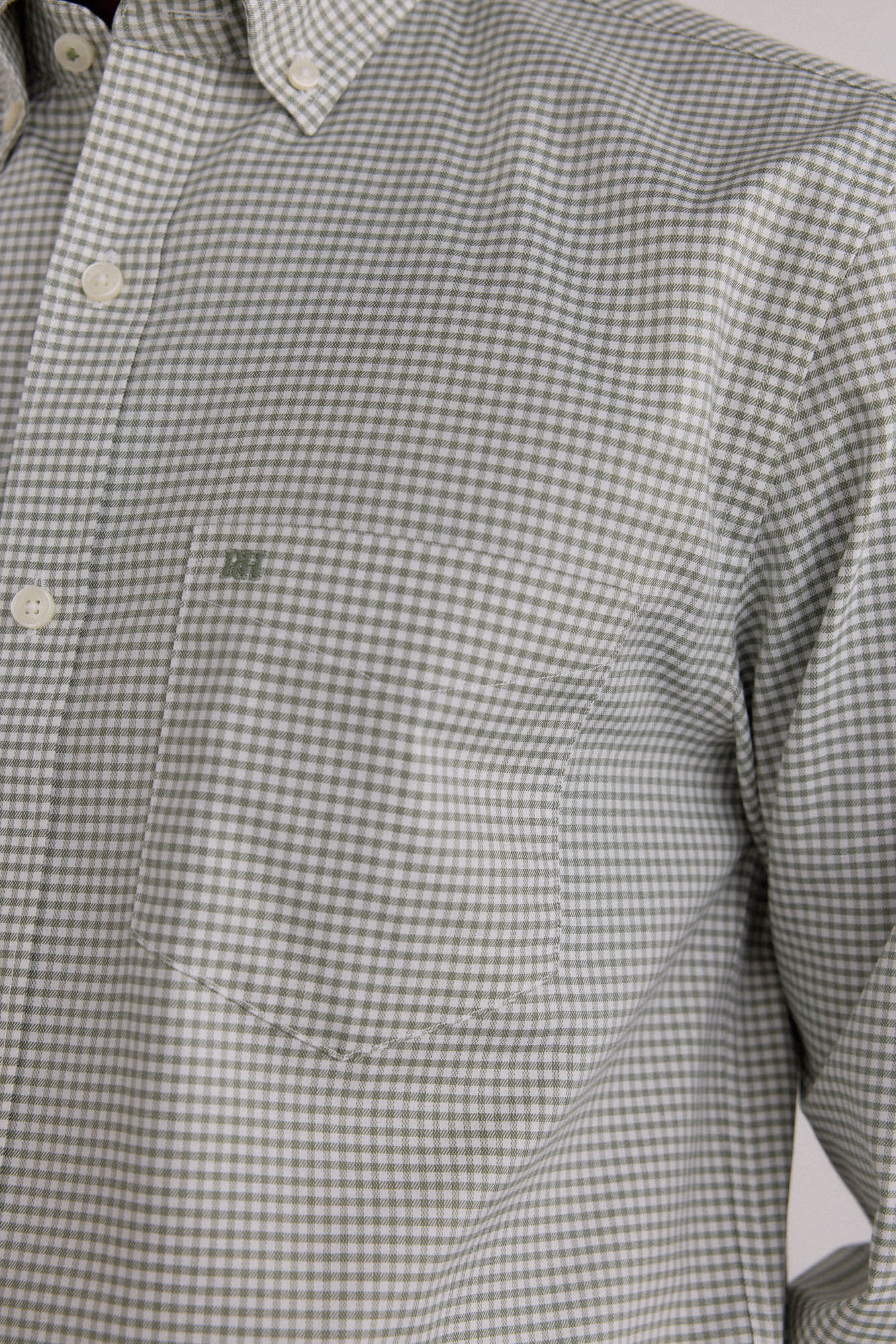 Pedro del Hierro Non-iron Oxford checked shirt Green