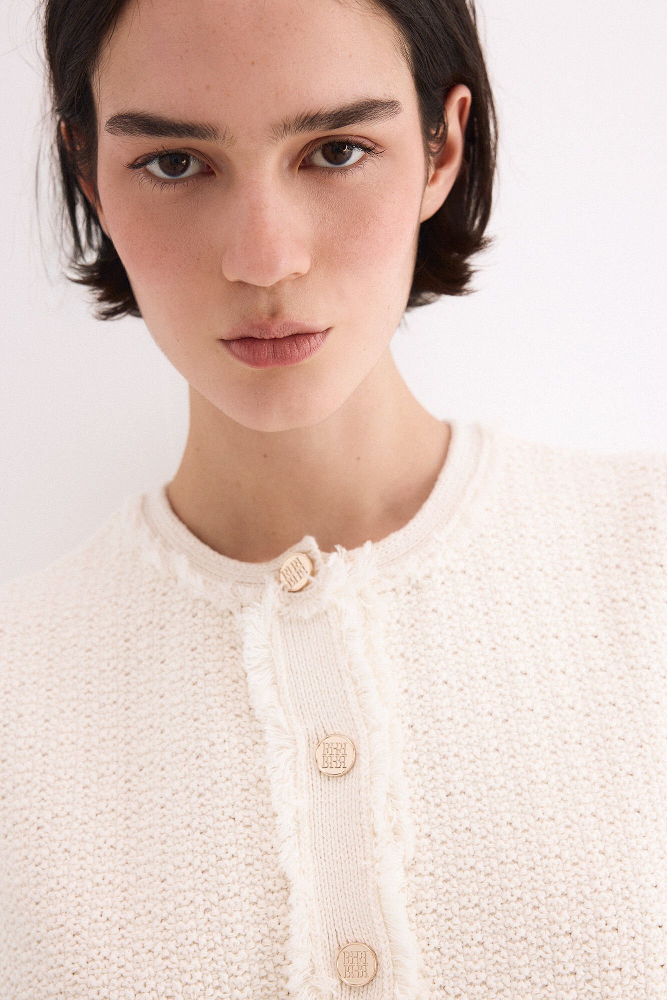 Pedro del Hierro Textured knit gilet Ecru