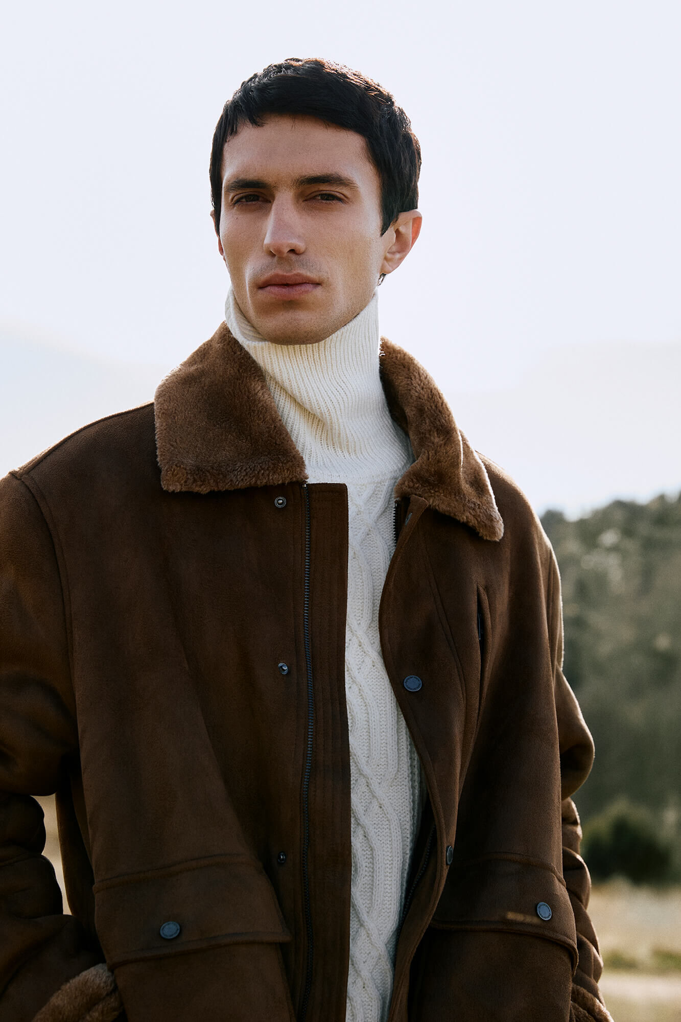 Pedro del Hierro Double-sided faux shearling jacket