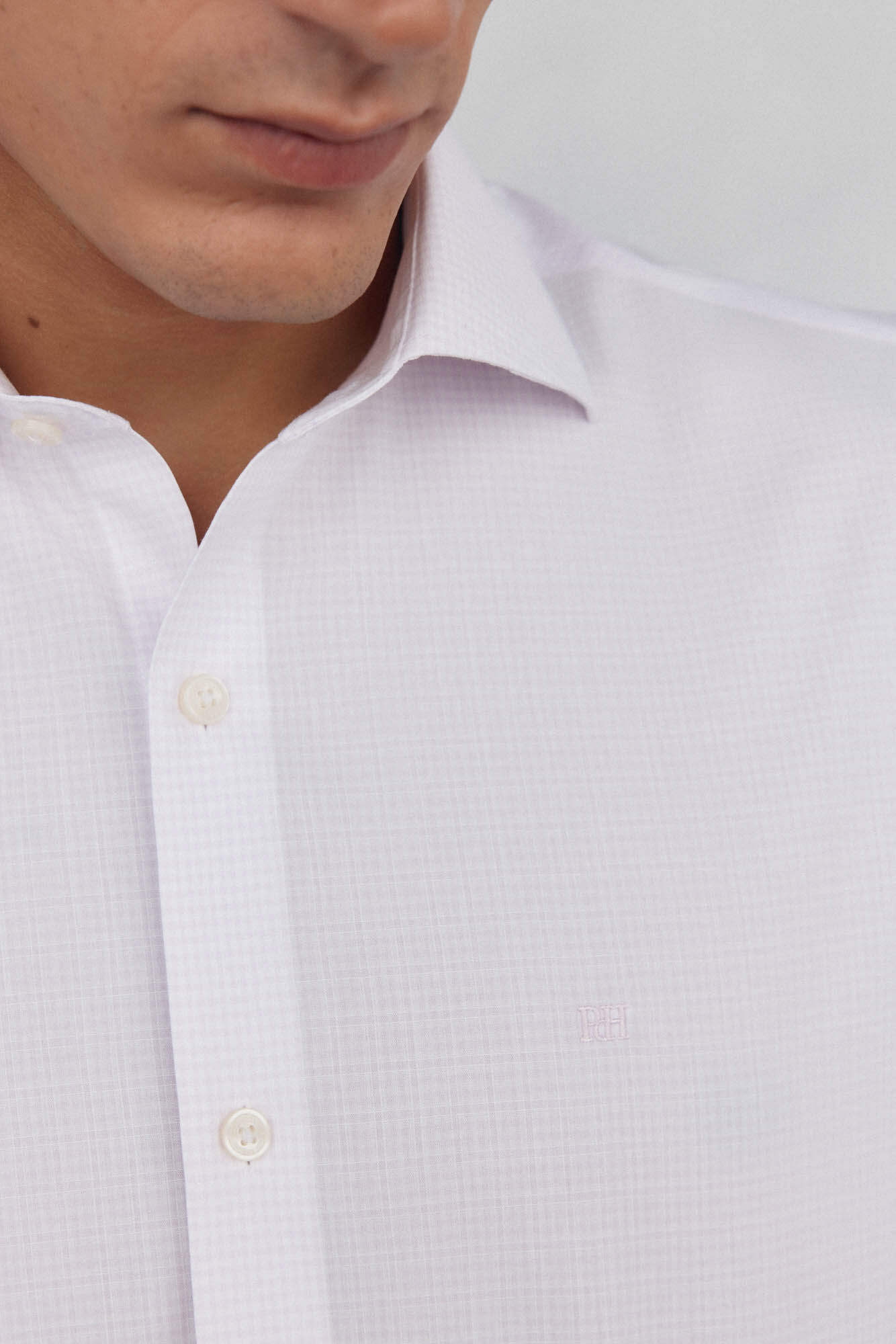Pedro del Hierro Camisa aos quadrados non iron + antimanchas Rosa