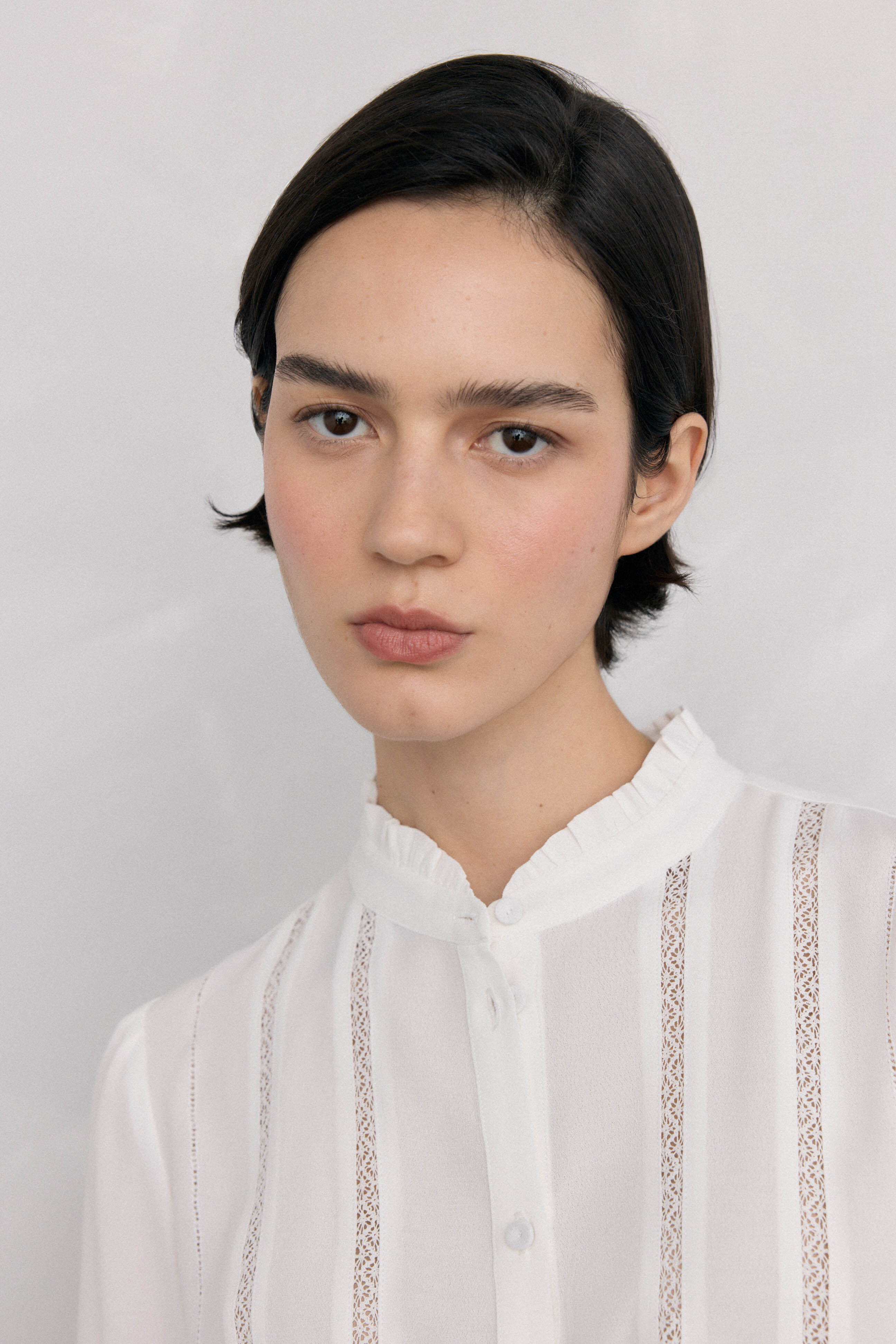 Pedro del Hierro Blusa de chiffon com renda Branco