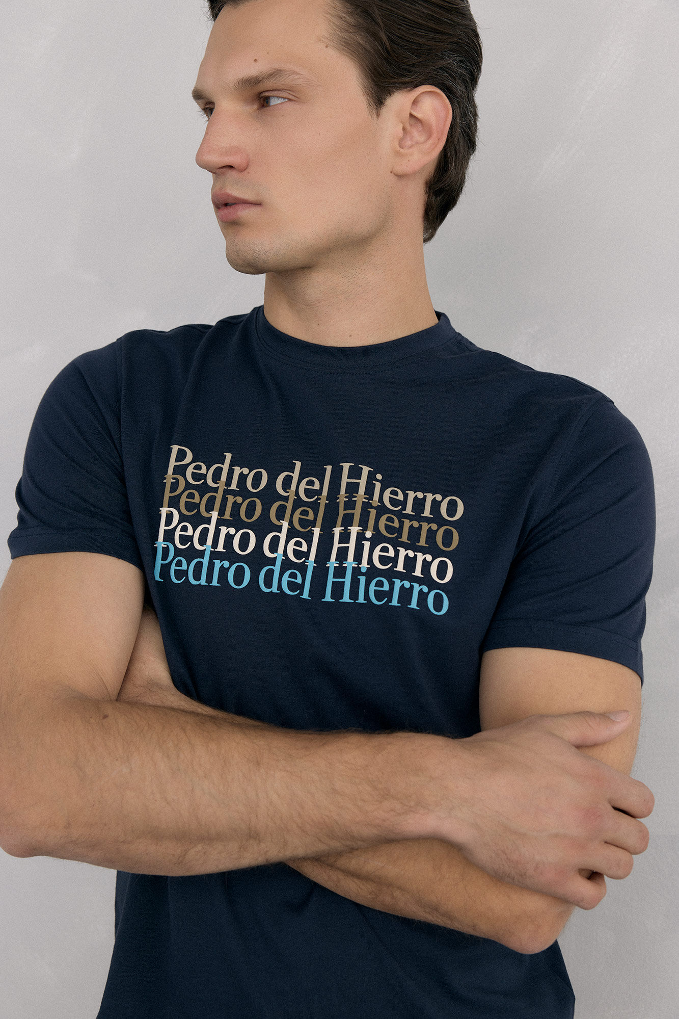 Pedro del Hierro Large logo T-shirt Blue