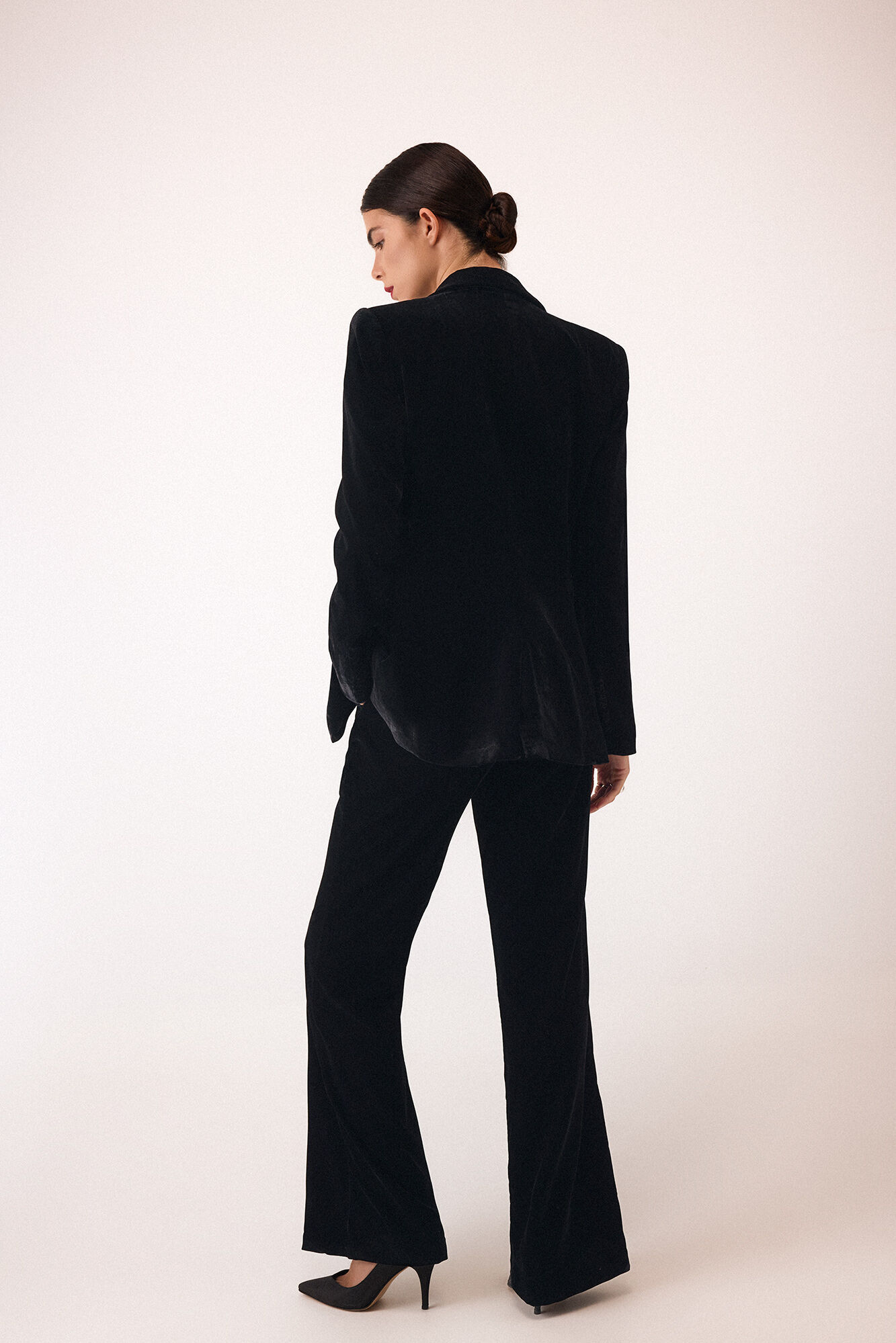 Pedro del Hierro Blazer de terciopelo y sat&eacute;n Negro