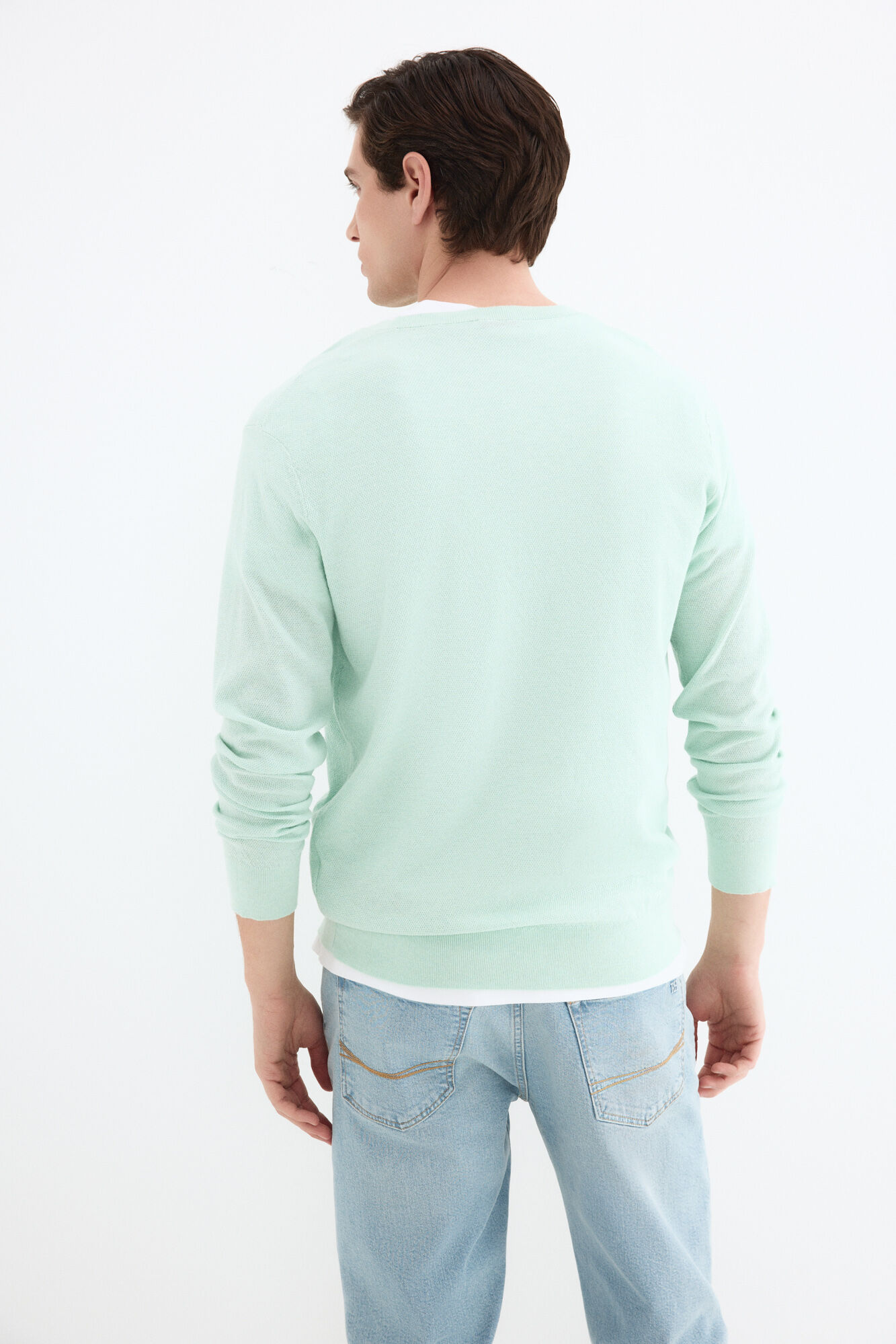 Pedro del Hierro Linen fine V-neck jumper Green