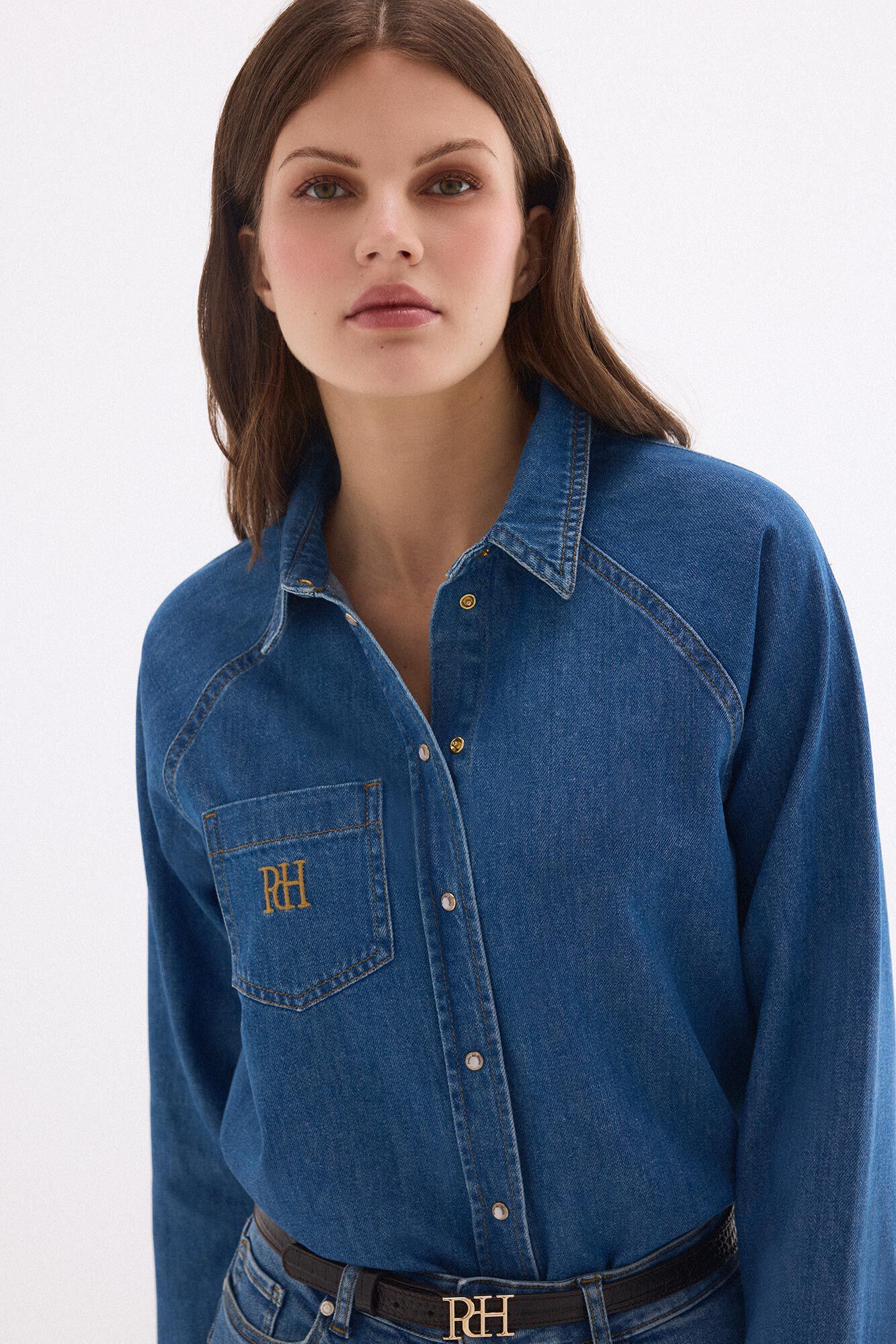 Pedro del Hierro Denim short shirt Blue