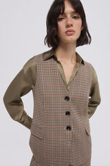 Pedro del Hierro Chaleco traje pata de gallo Marr&oacute;n