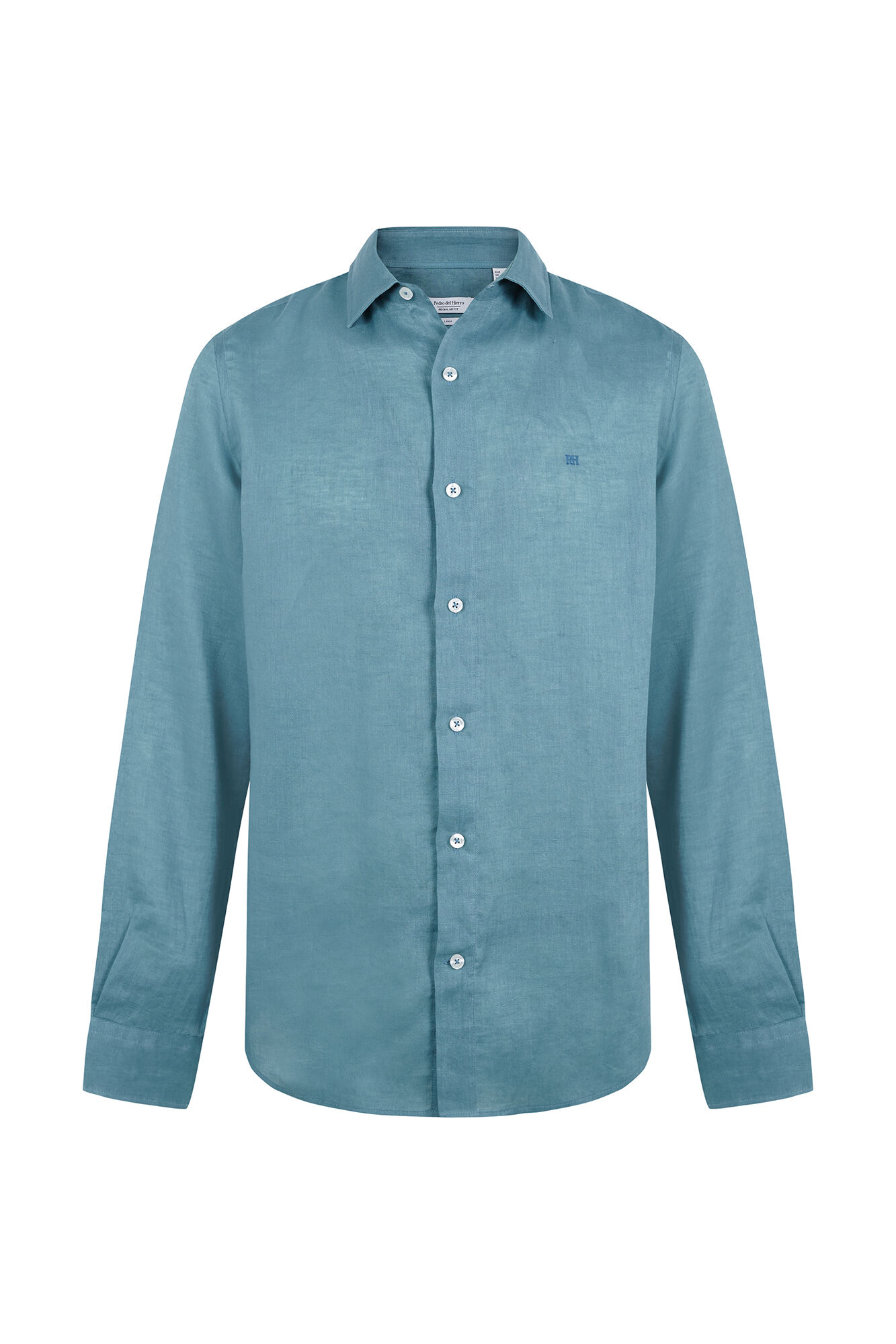 Pedro del Hierro Plain linen shirt Turquoise