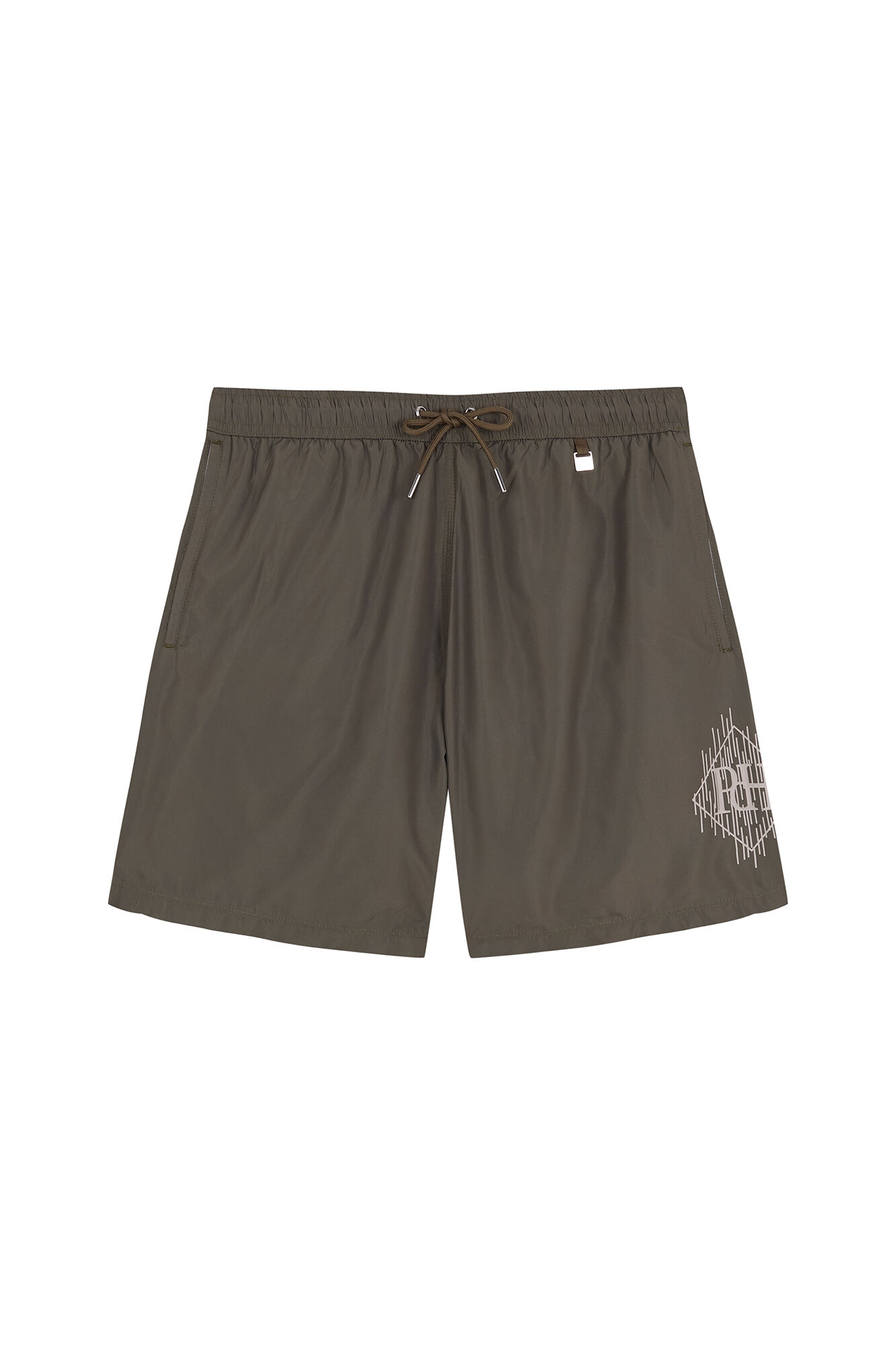 Pedro del Hierro Fato de banho liso com logo grande lateral Verde