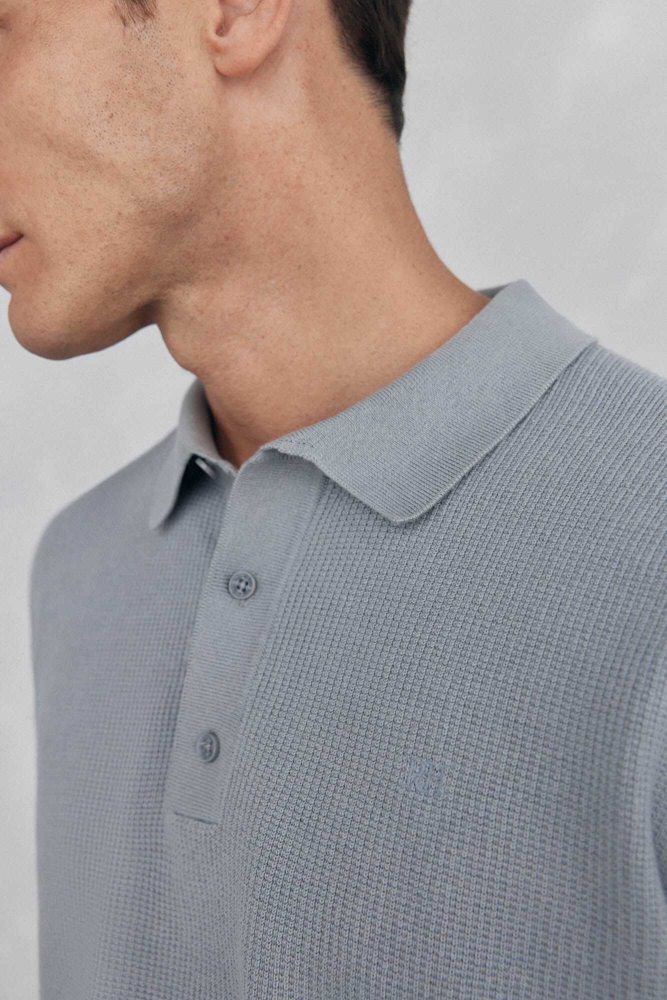 Pedro del Hierro Fine knit structured polo shirt neck jersey-knit 