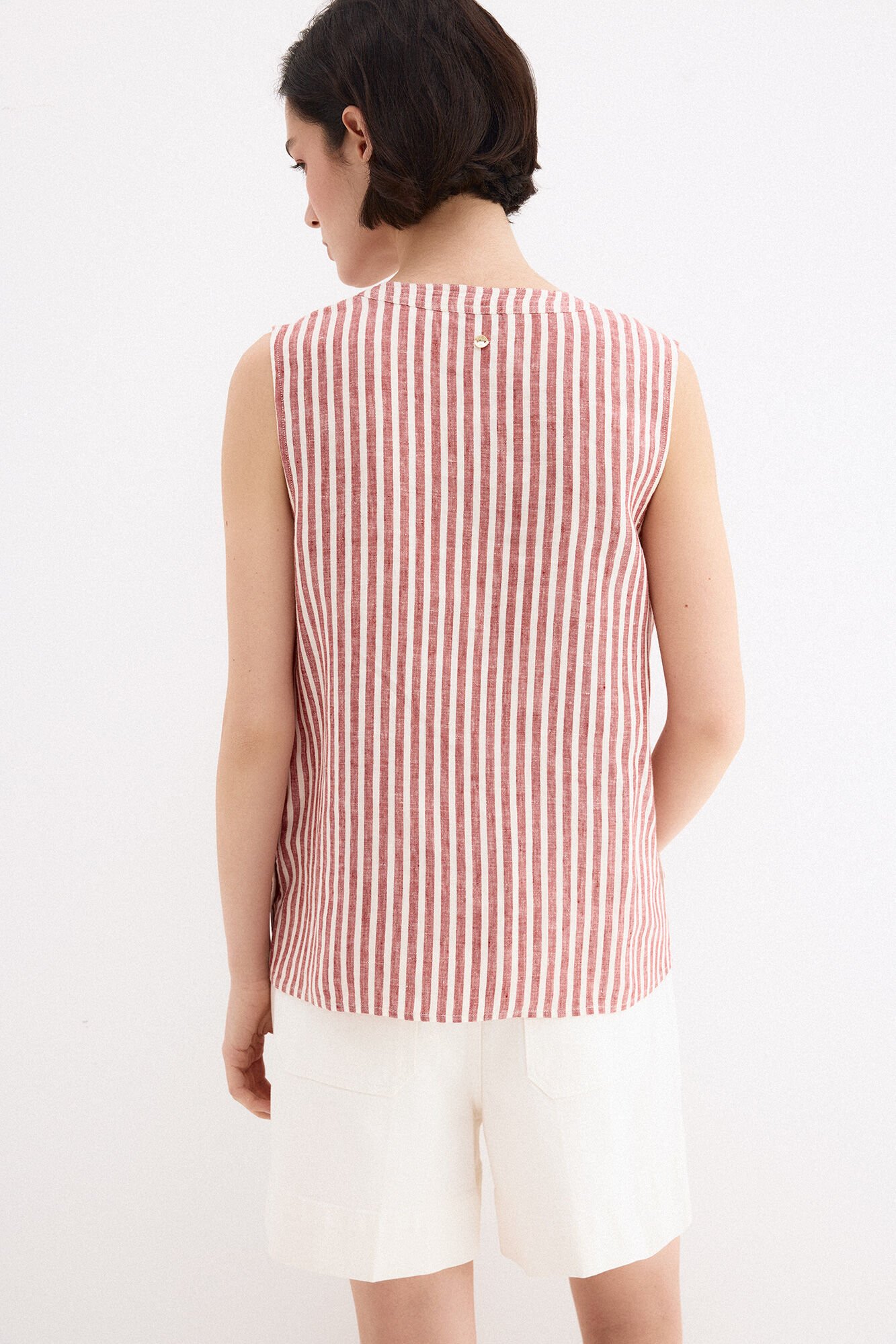 Pedro del Hierro Striped linen top Pink