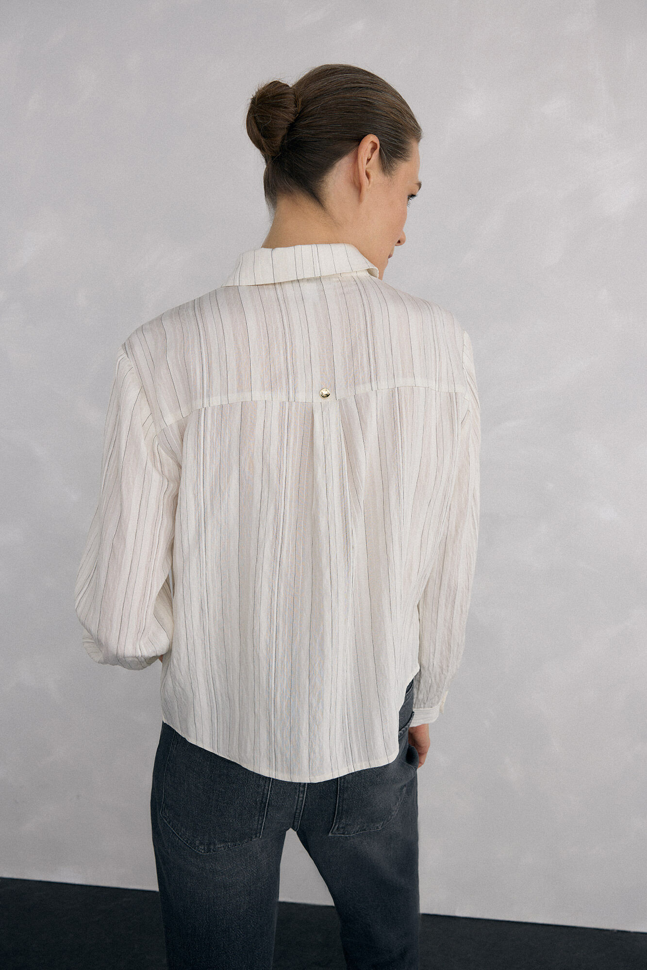 Pedro del Hierro Camisa rayas corta Beige