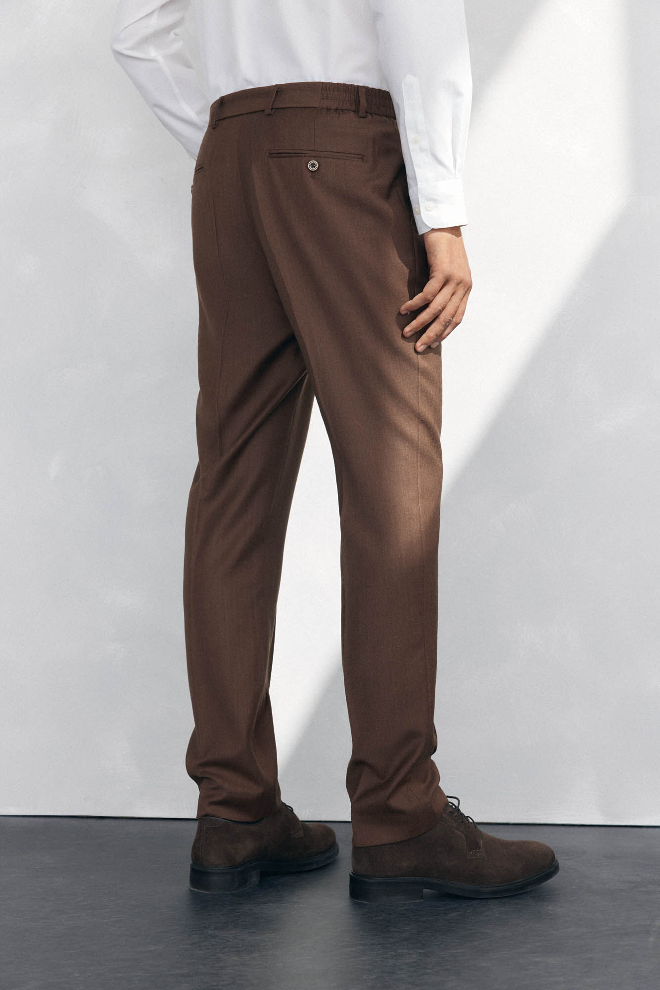 Pedro del Hierro Regular fit darted chino trousers Brown