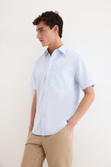 Pedro del Hierro Plain non-iron short sleeve shirt Blue