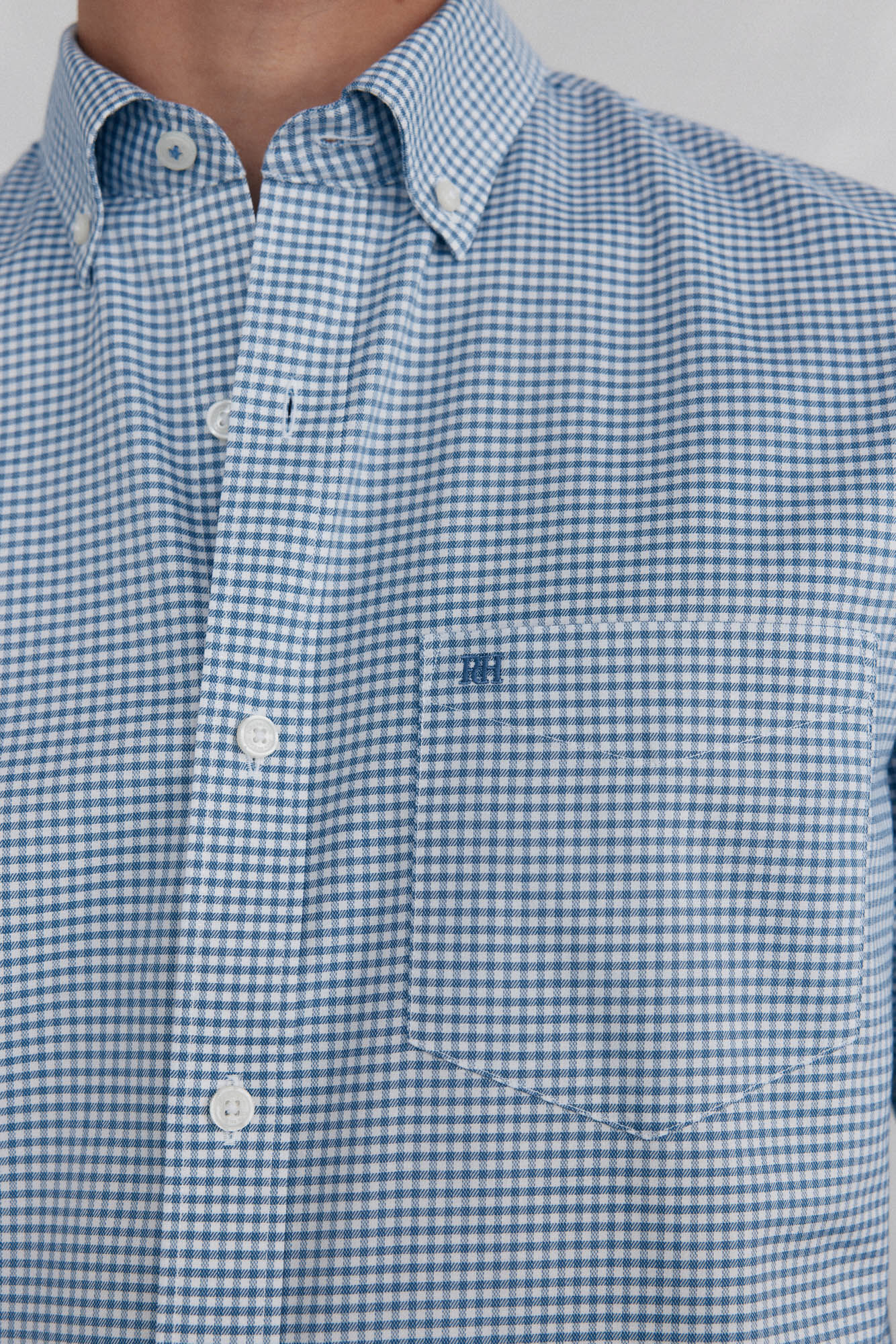 Pedro del Hierro Camisa non iron oxford cuadros Azul