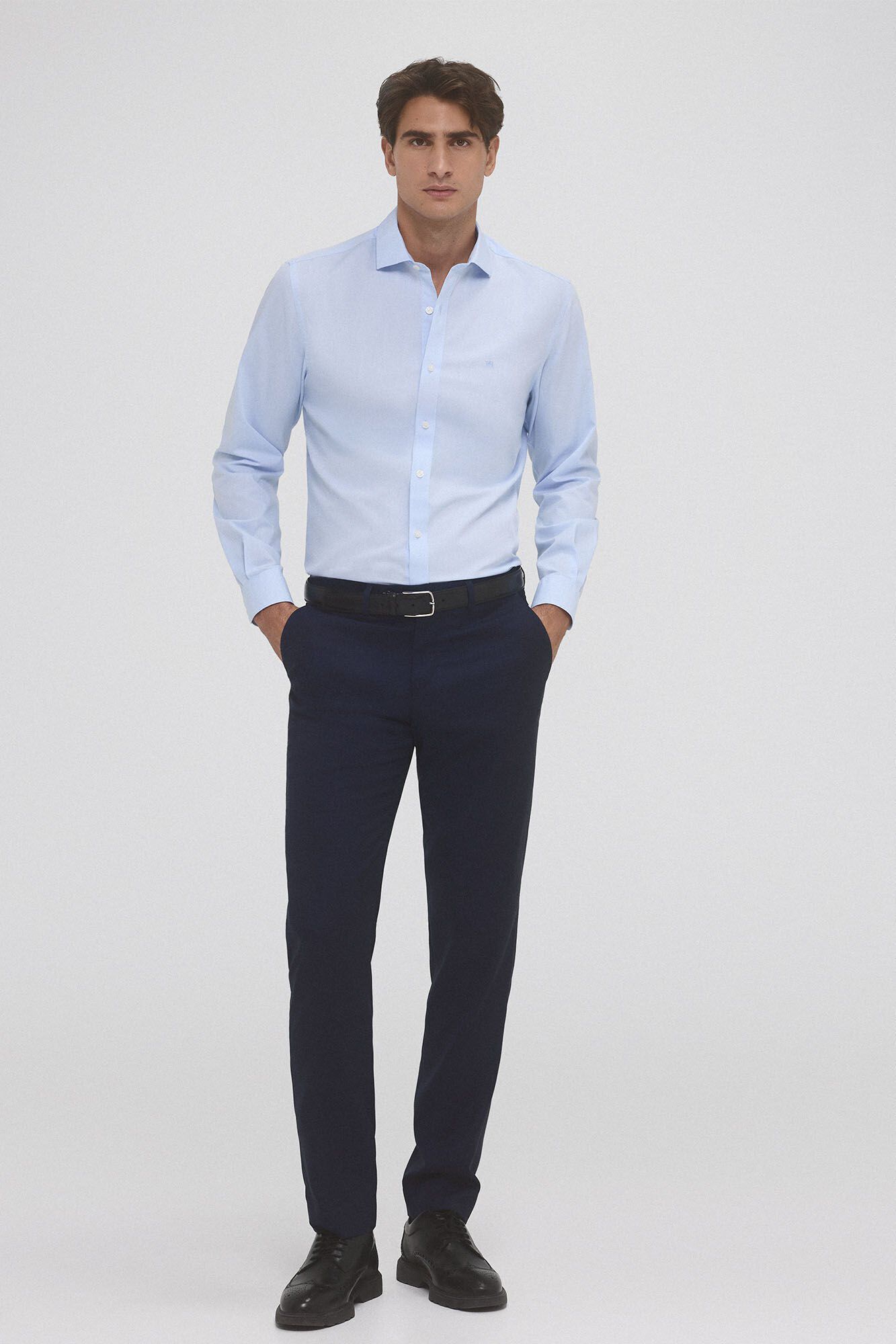 Pedro del Hierro Wrinkle free structured shirt Blue