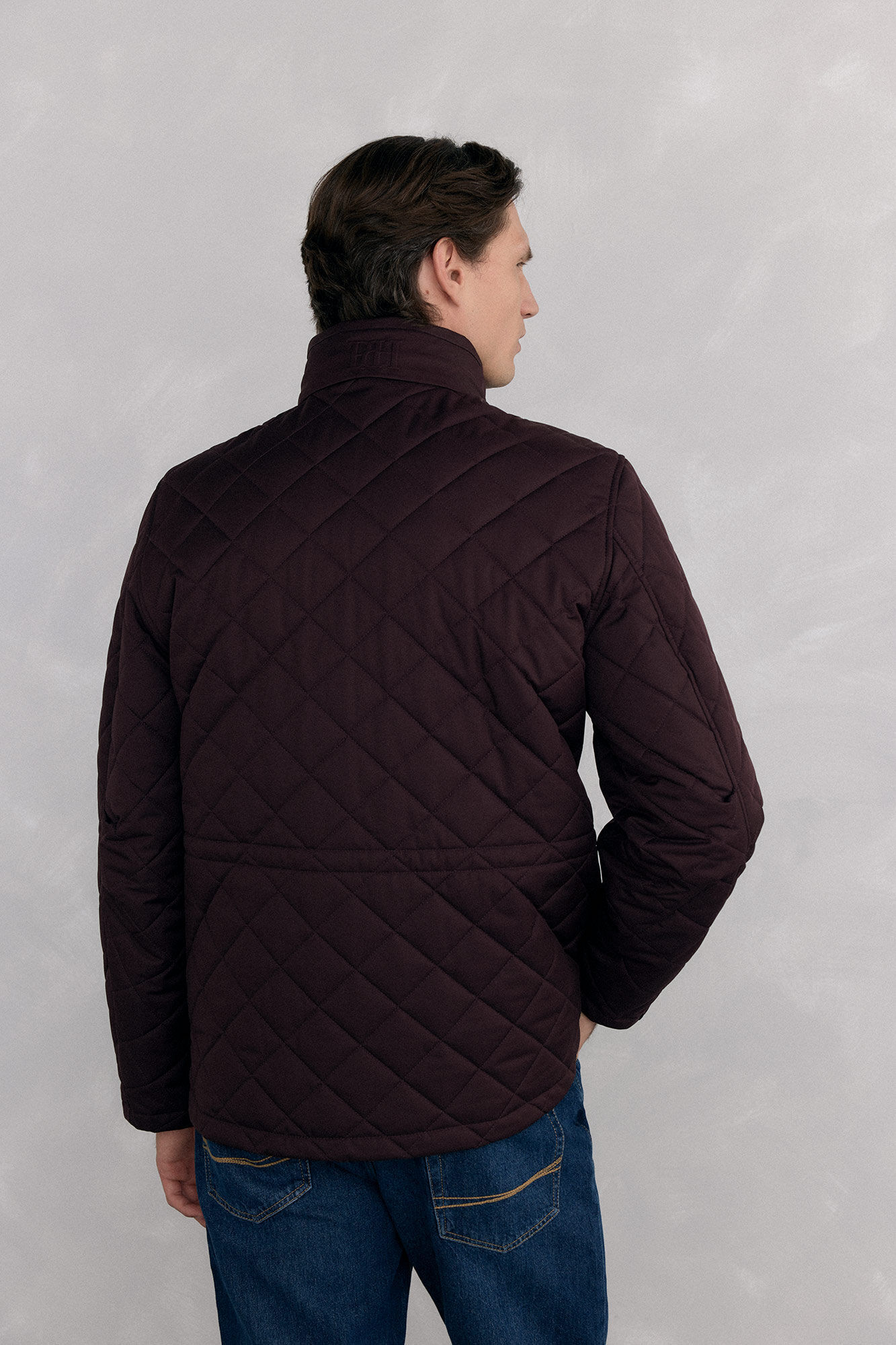 Pedro del Hierro Diamond-patterned quilted jacket Burgundy