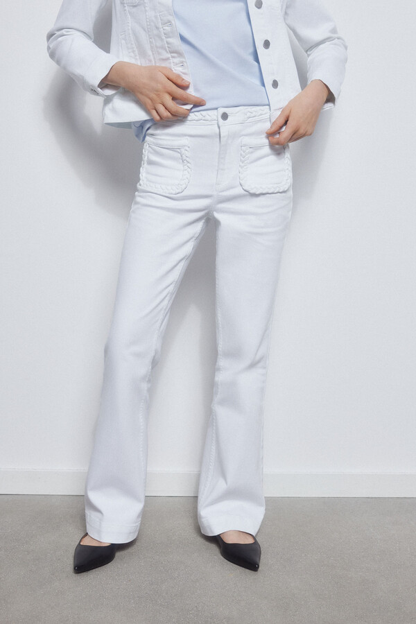 Pedro del Hierro Full length flared jeans Ecru