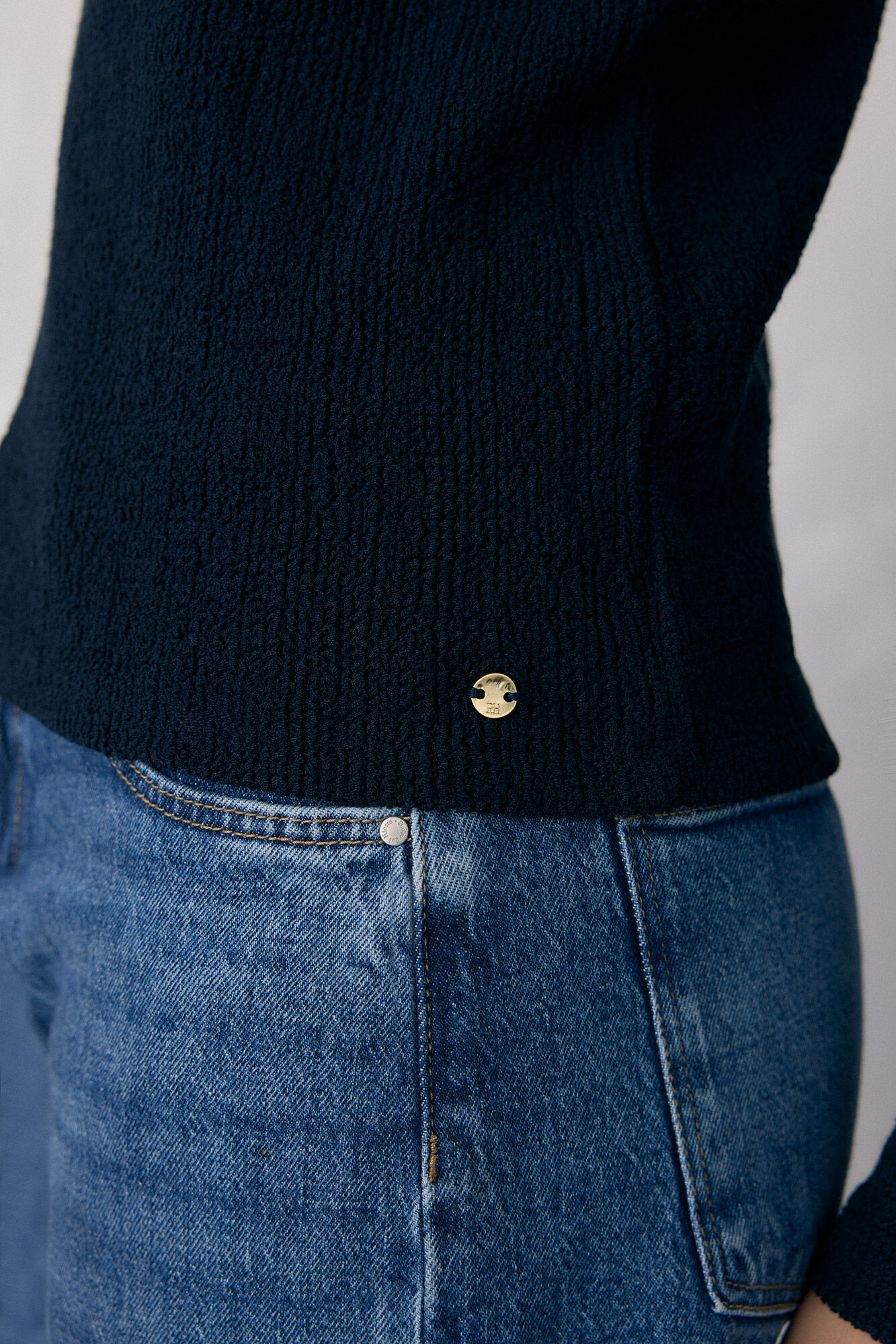 Pedro del Hierro T-shirt de gola alta amassada Azul