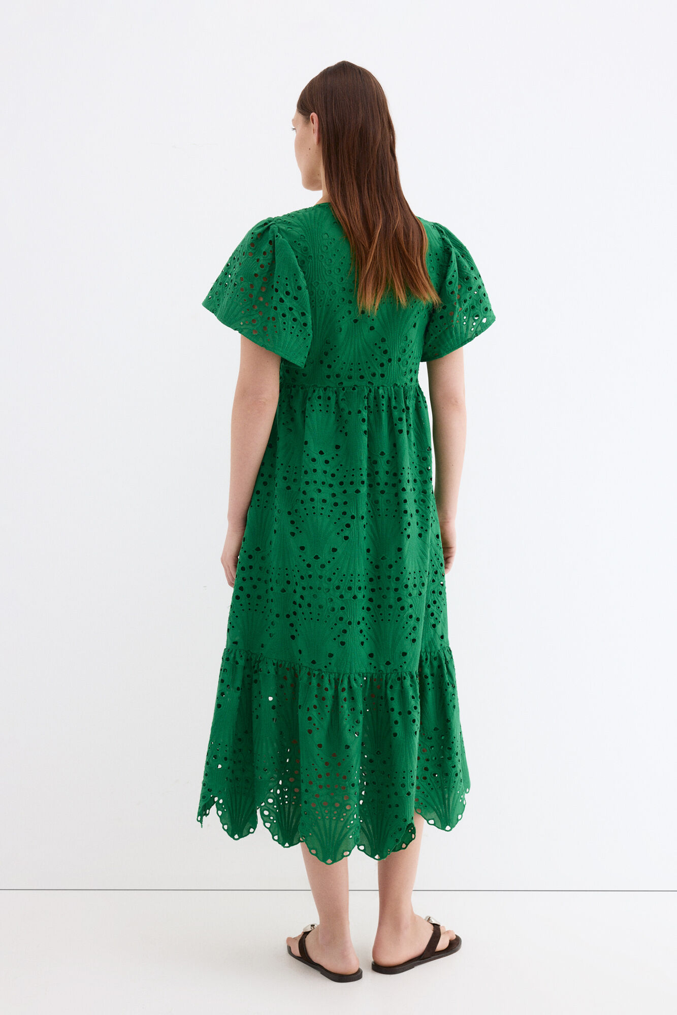 Pedro del Hierro Embroidered cotton dress Green