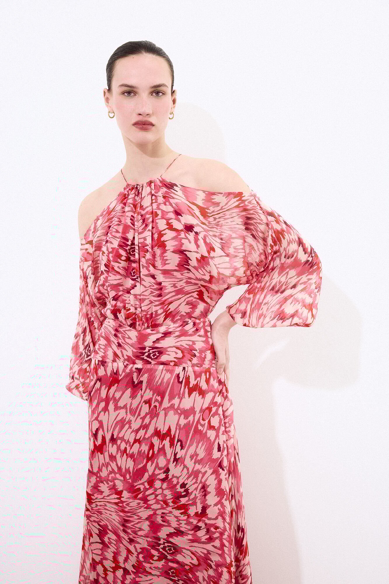 Pedro del Hierro Silk fluid printed dress Red