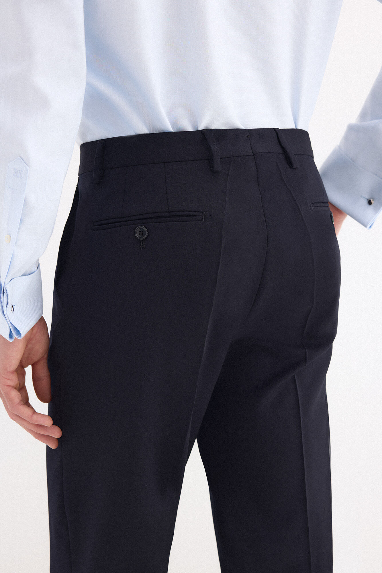 Pedro del Hierro Plain bi-stretch tailored trousers Blue