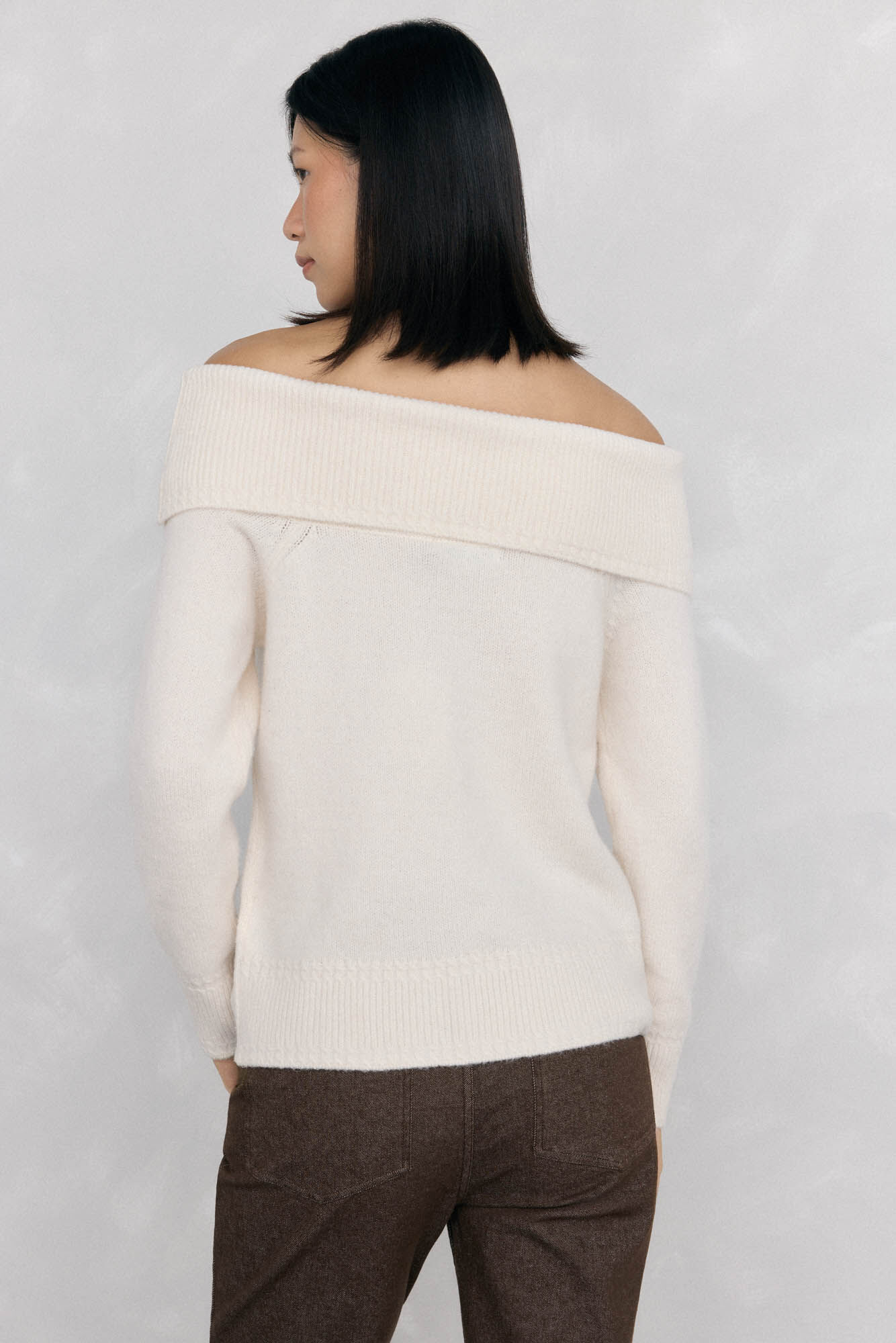 Pedro del Hierro Wrap neck sweater Ecru