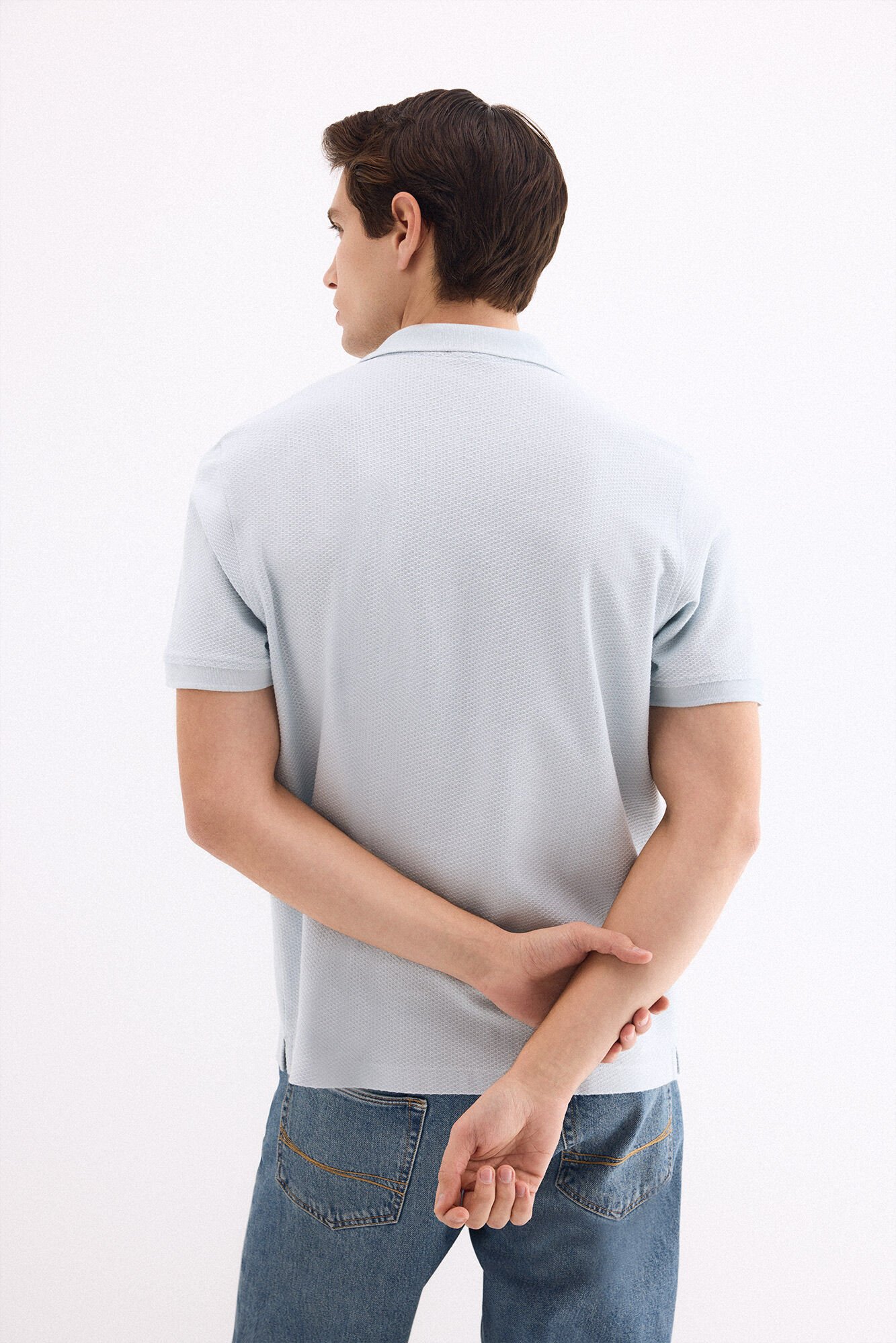 Pedro del Hierro Textured polo shirt Blue