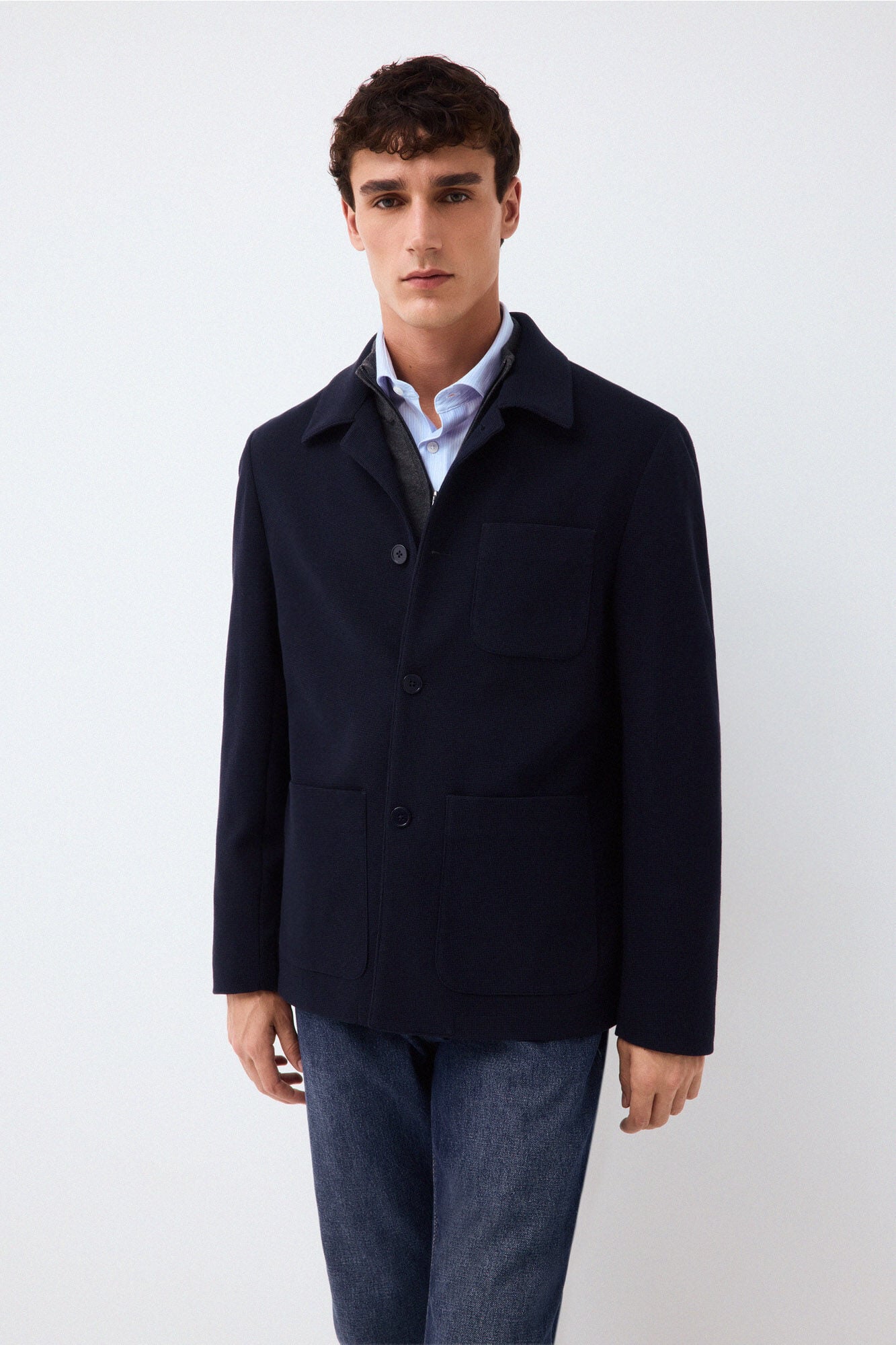 Pedro del Hierro Knit overshirt Blue