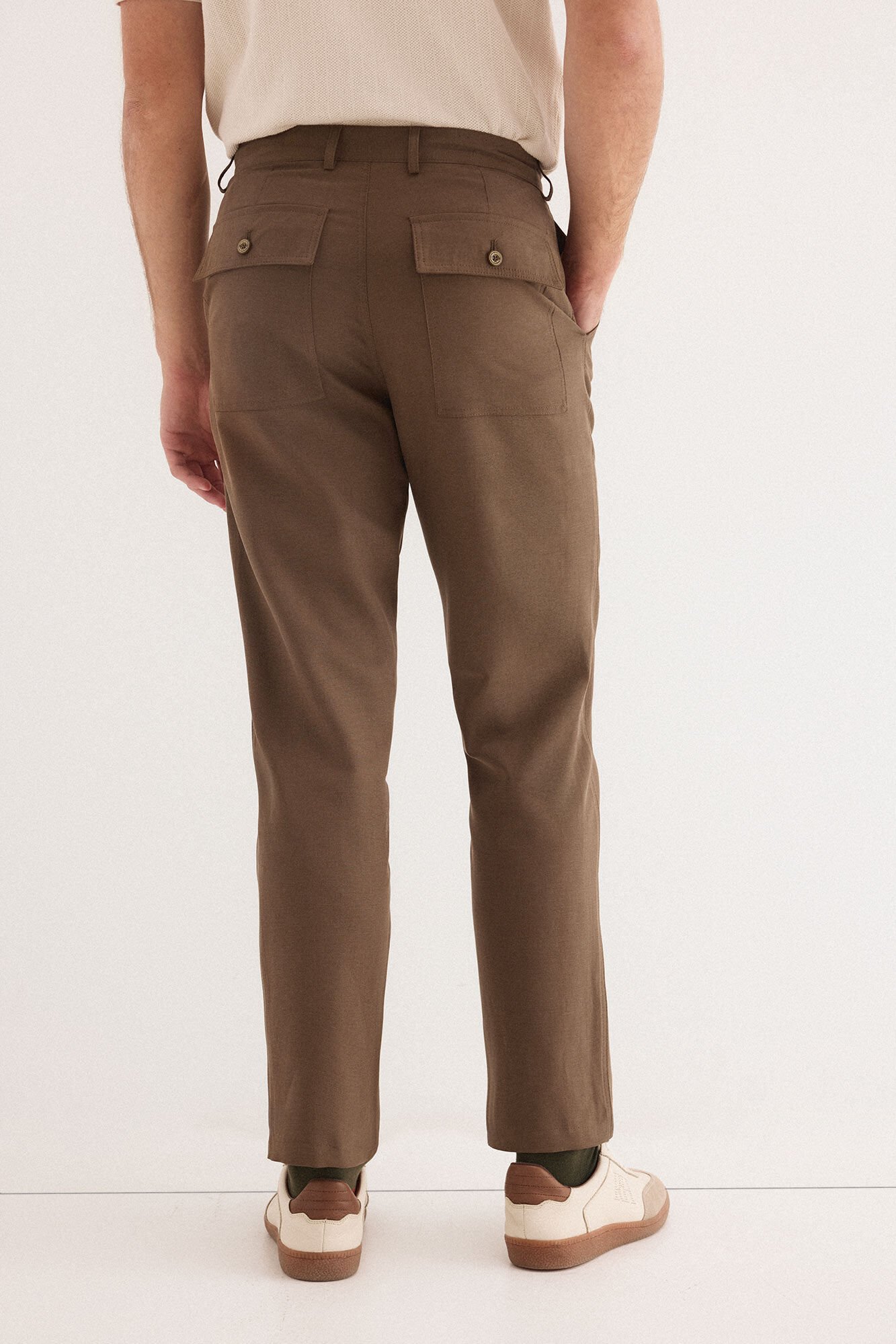Pedro del Hierro Linen worker regular trousers Brown