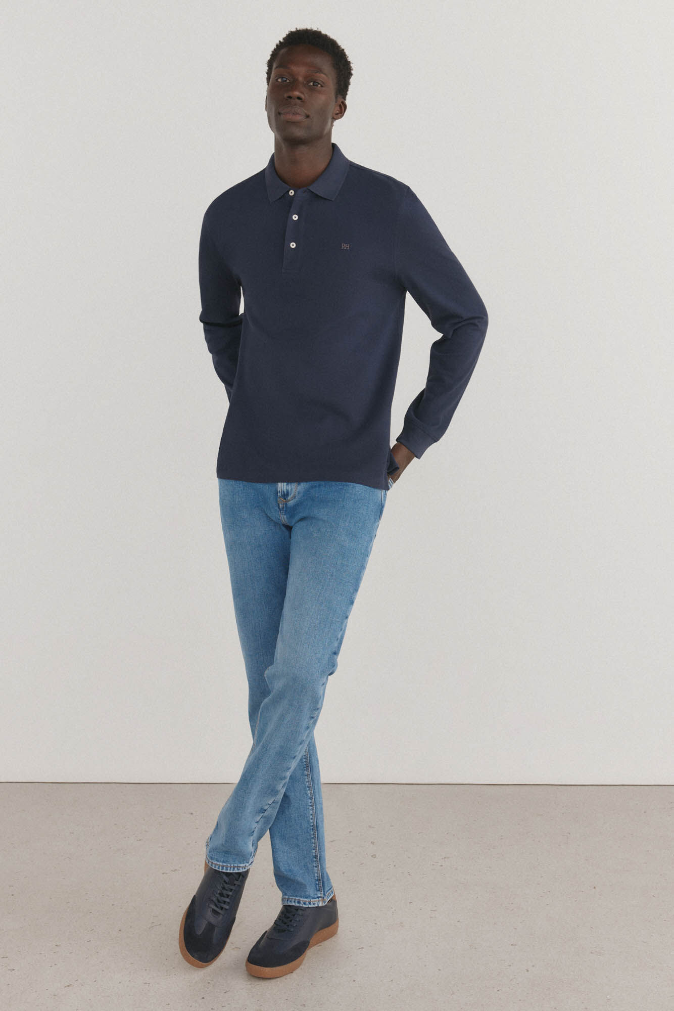Pedro del Hierro Essential long-sleeved polo shirt Blue