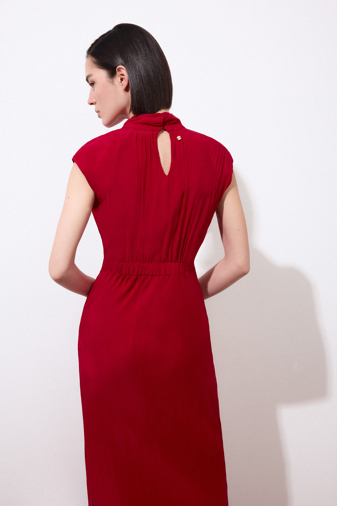 Pedro del Hierro Knot detail neckline midi dress Red