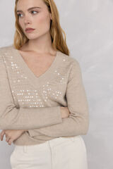 Pedro del Hierro Sequin jumper Beige