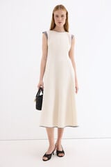 Pedro del Hierro Midi slit dress Ecru