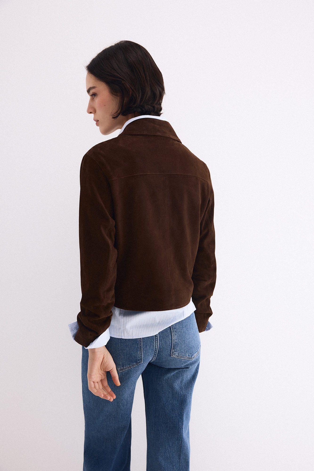Pedro del Hierro Suede buttoned jacket Brown