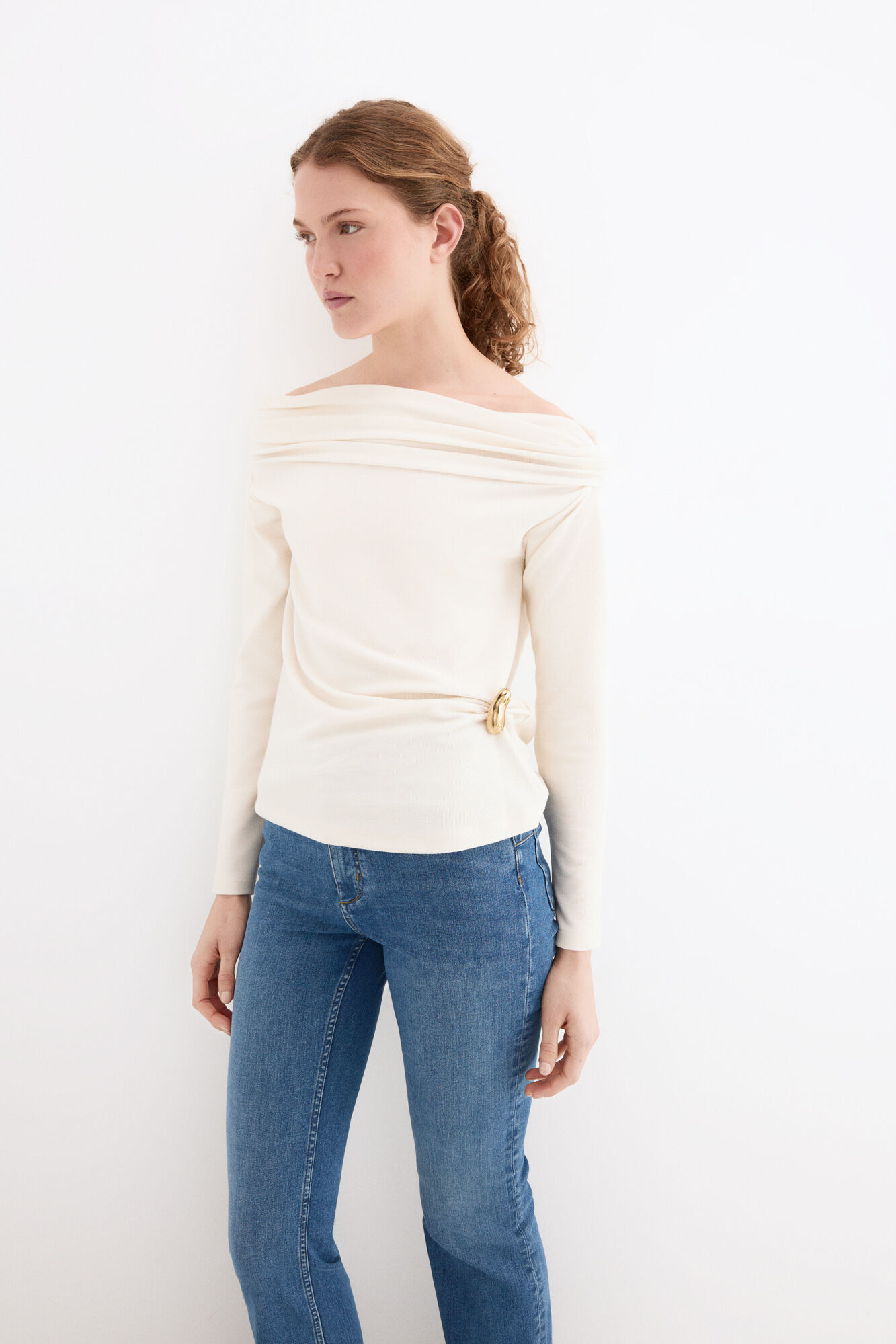 Pedro del Hierro Ruched panel top Ecru