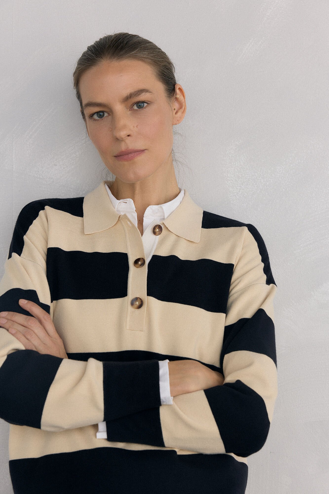 Pedro del Hierro Jersey rayas bicolor cuello polo Black