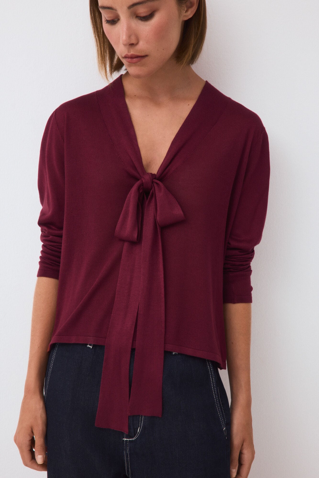 Pedro del Hierro Long sleeve tie jumper Pink