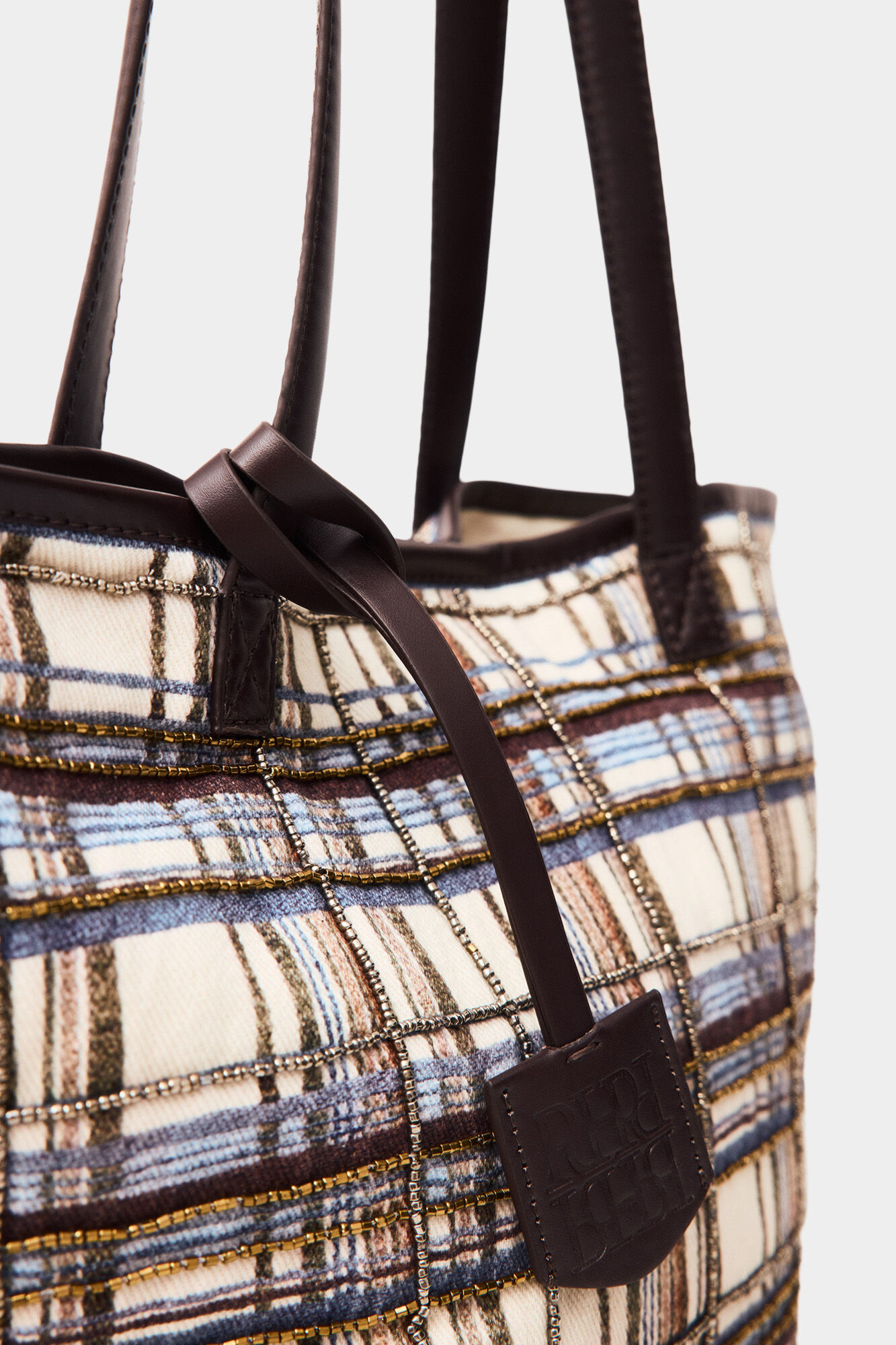 Pedro del Hierro Plaid shopper bag Blue