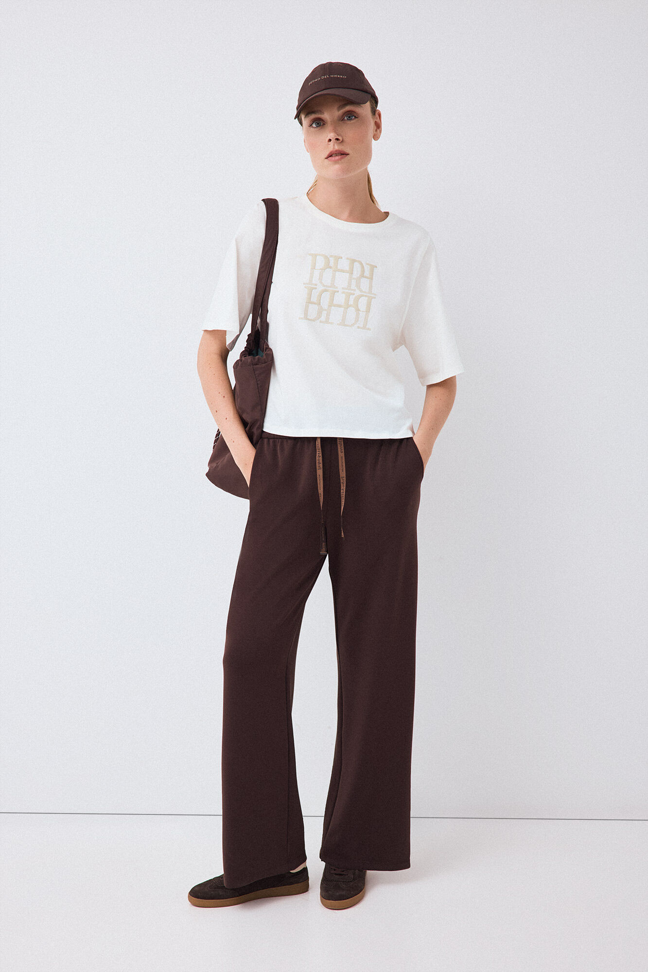 Pedro del Hierro Oversize activewear logo T-shirt White