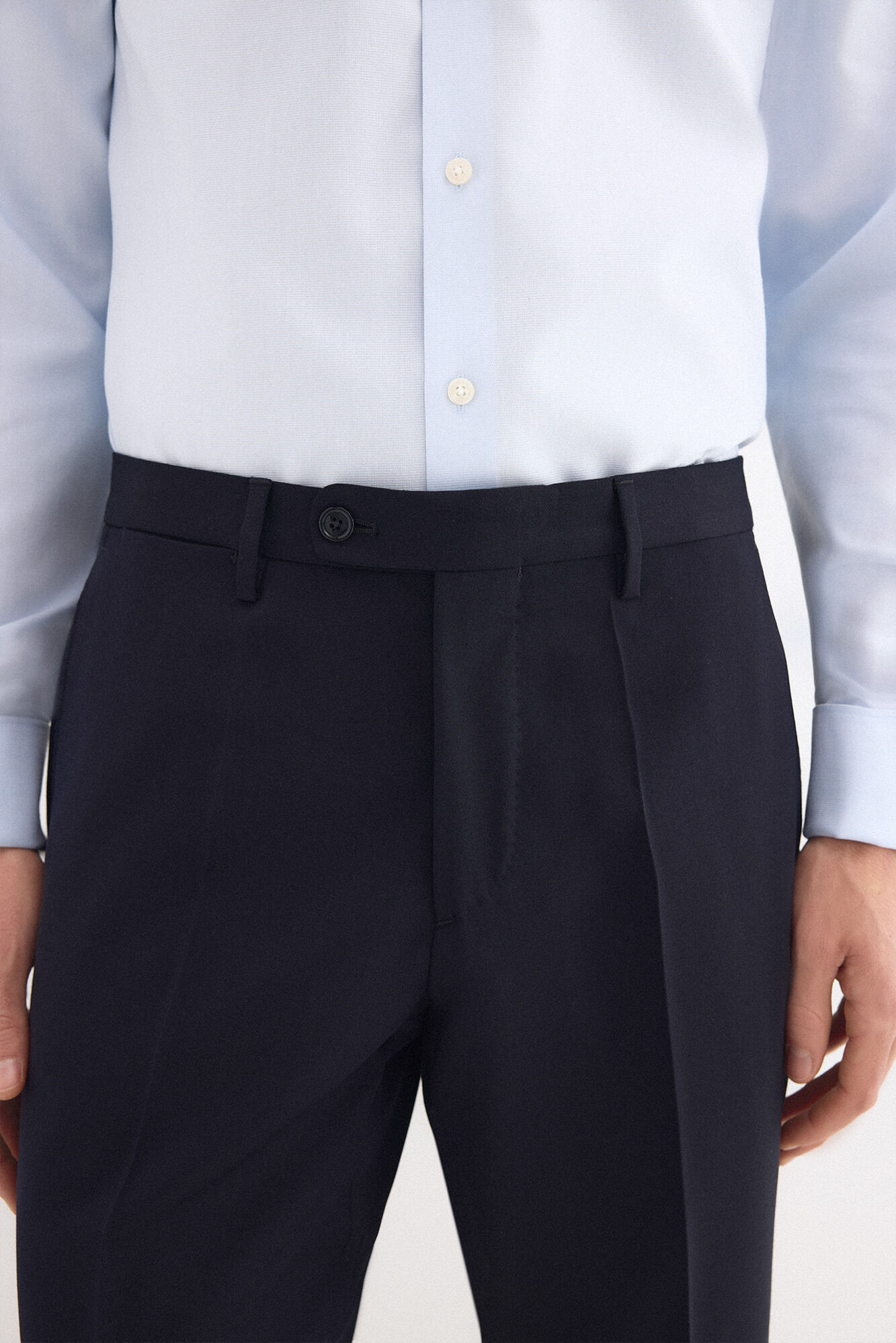 Pedro del Hierro Plain bi-stretch tailored trousers Blue