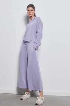 Pedro del Hierro Soft touch wide leg cropped trousers Purple