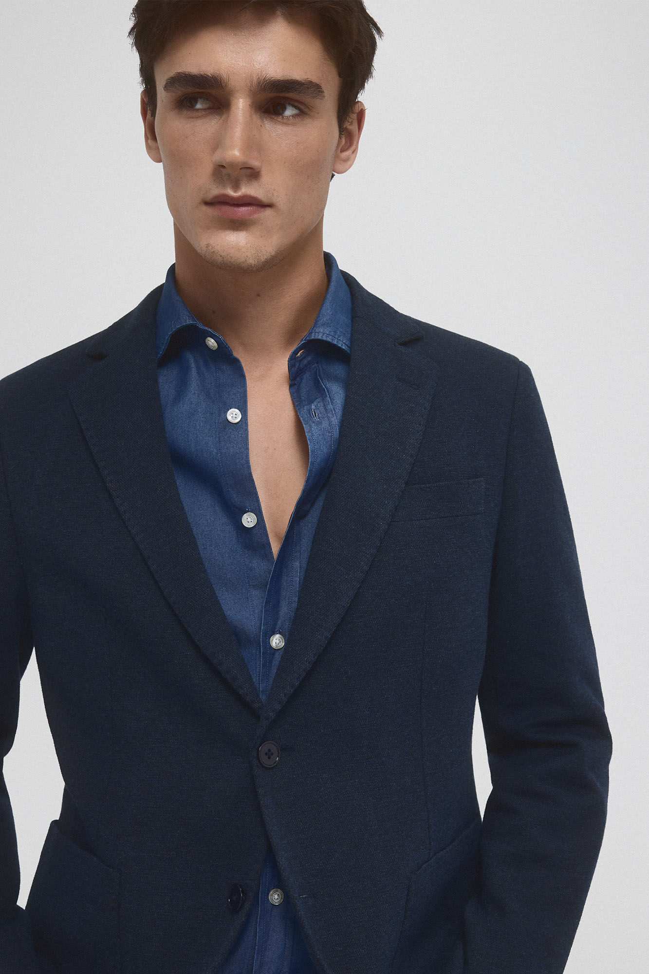 Pedro del Hierro Americana de punto con desmontable Azul